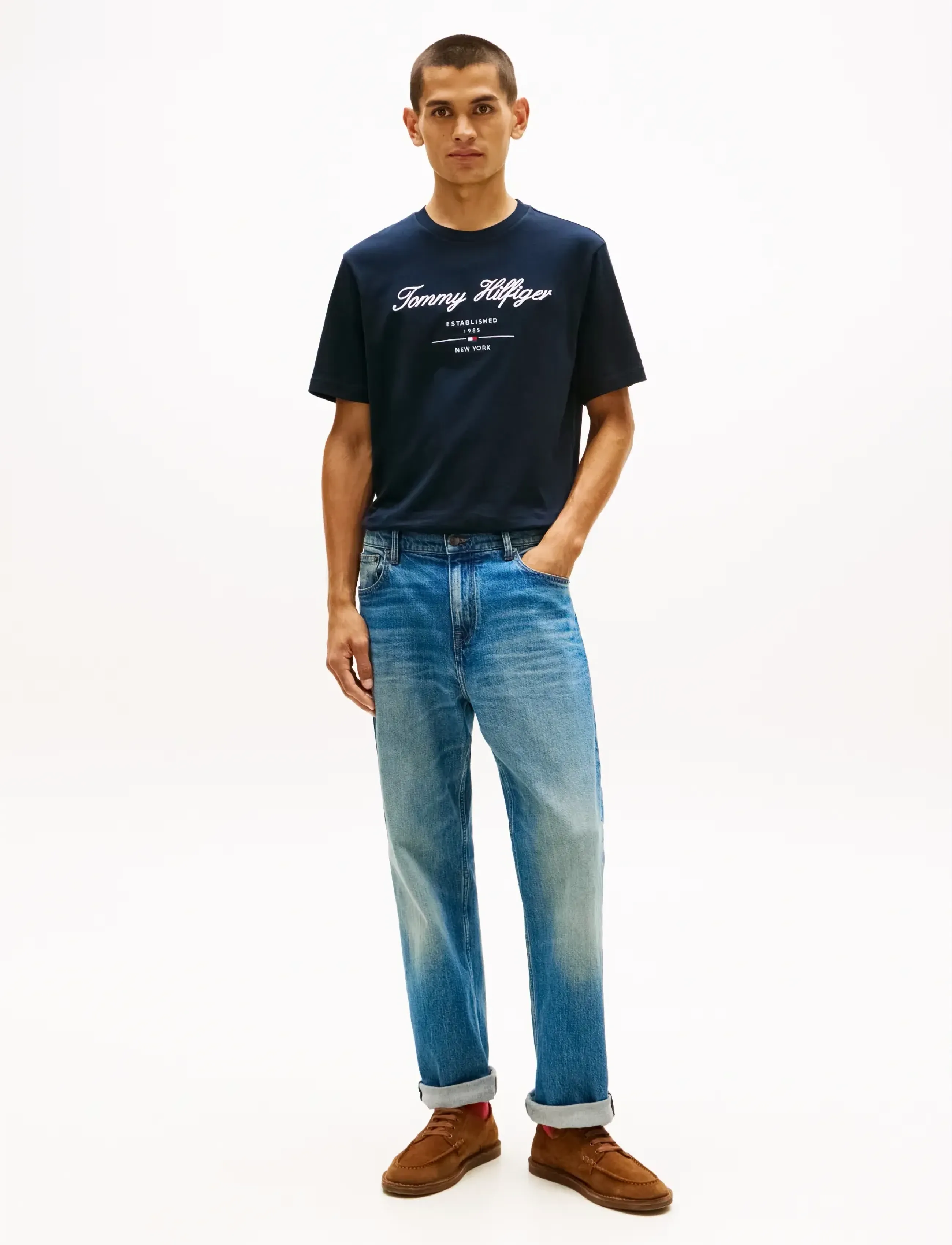 Tommy Hilfiger - SCRIPT LOGO TEE - kortärmade t-shirts - desert sky - 4