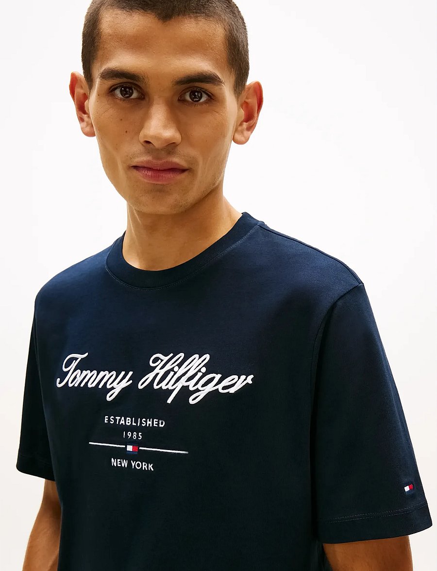 Tommy Hilfiger - SCRIPT LOGO TEE - kortärmade t-shirts - desert sky - 5