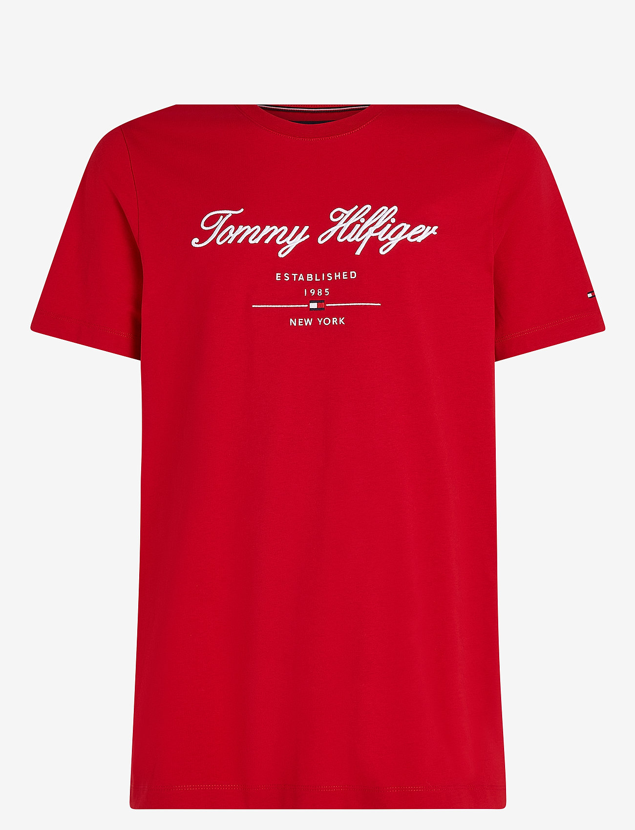 Tommy Hilfiger - SCRIPT LOGO TEE - höstkläder - medium red - 1