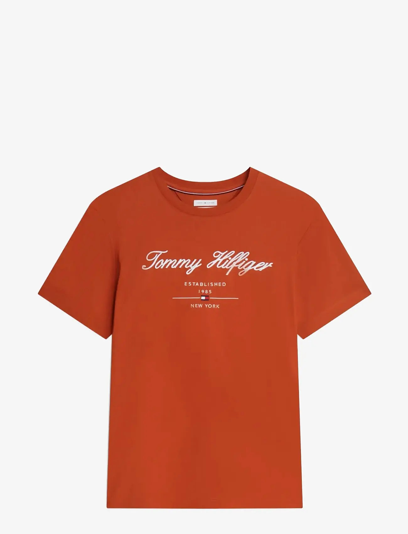 Tommy Hilfiger - SCRIPT LOGO TEE - kortærmede t-shirts - rusty ochre - 1