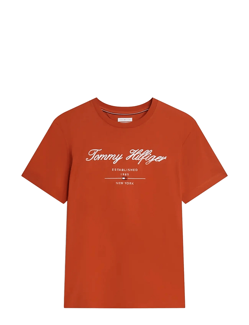 Tommy Hilfiger - SCRIPT LOGO TEE - kortærmede t-shirts - rusty ochre - 1