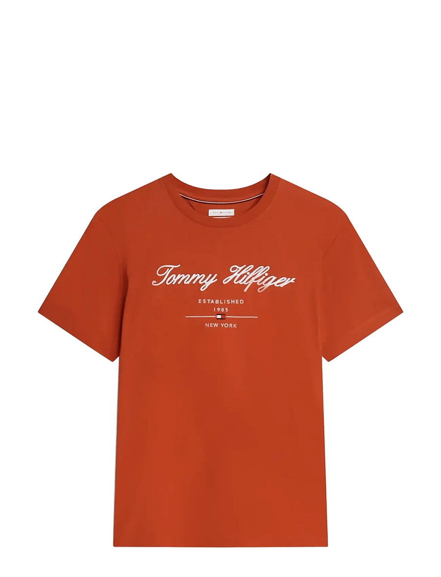 Tommy Hilfiger - SCRIPT LOGO TEE - kurzärmelig - rusty ochre - 1
