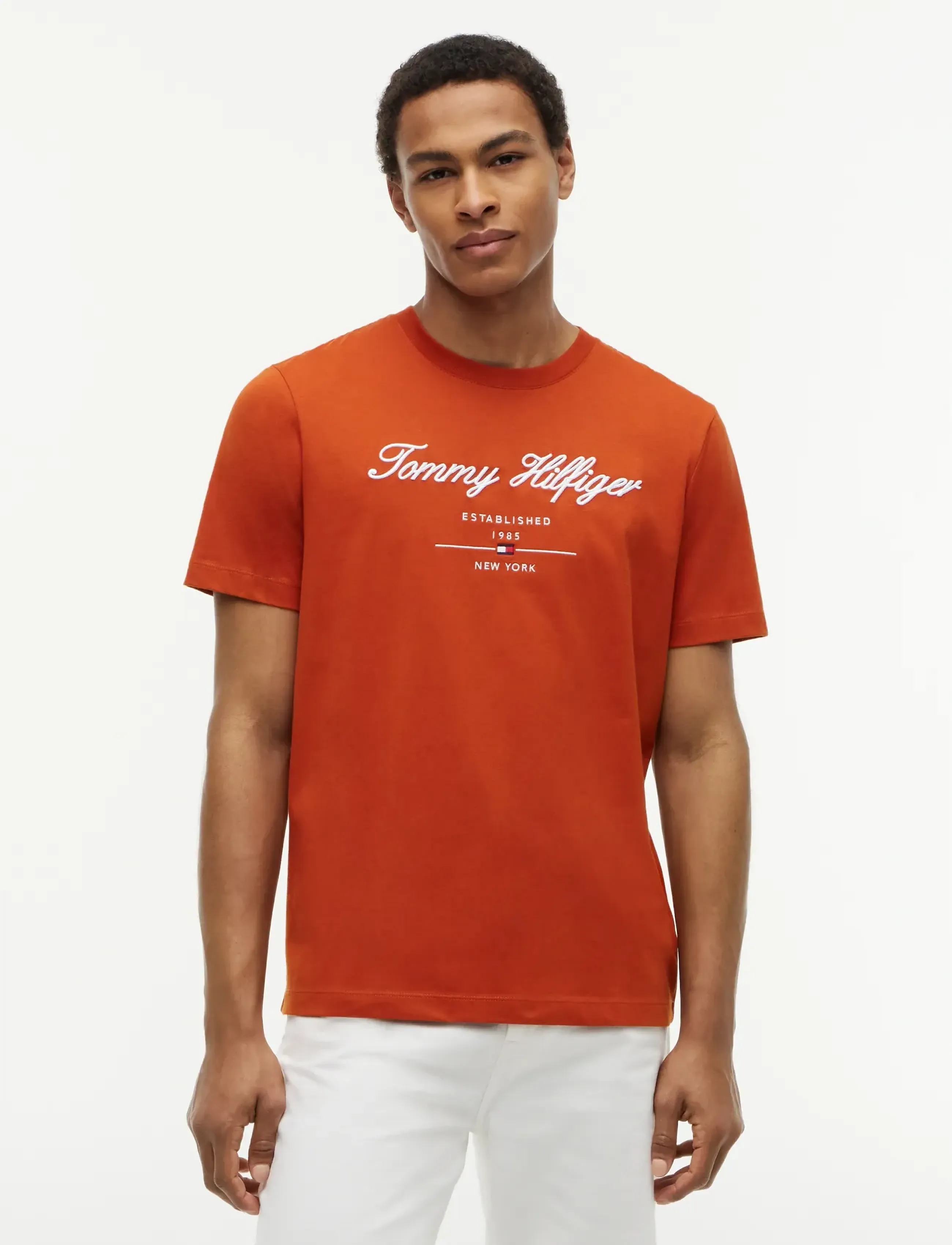 Tommy Hilfiger SCRIPT LOGO TEE - Tommy Hilfiger - RUSTY OCHRE / orange