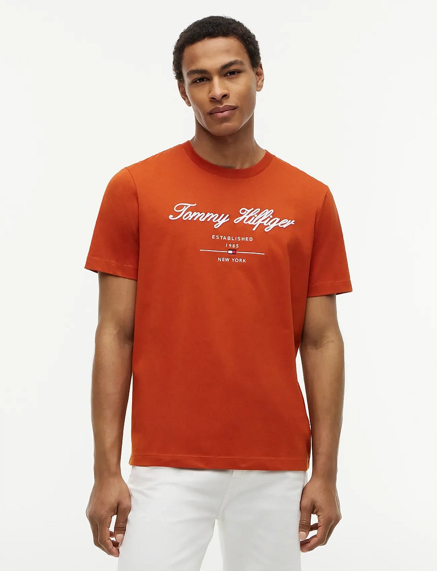Tommy Hilfiger - SCRIPT LOGO TEE - kurzärmelig - rusty ochre - 0