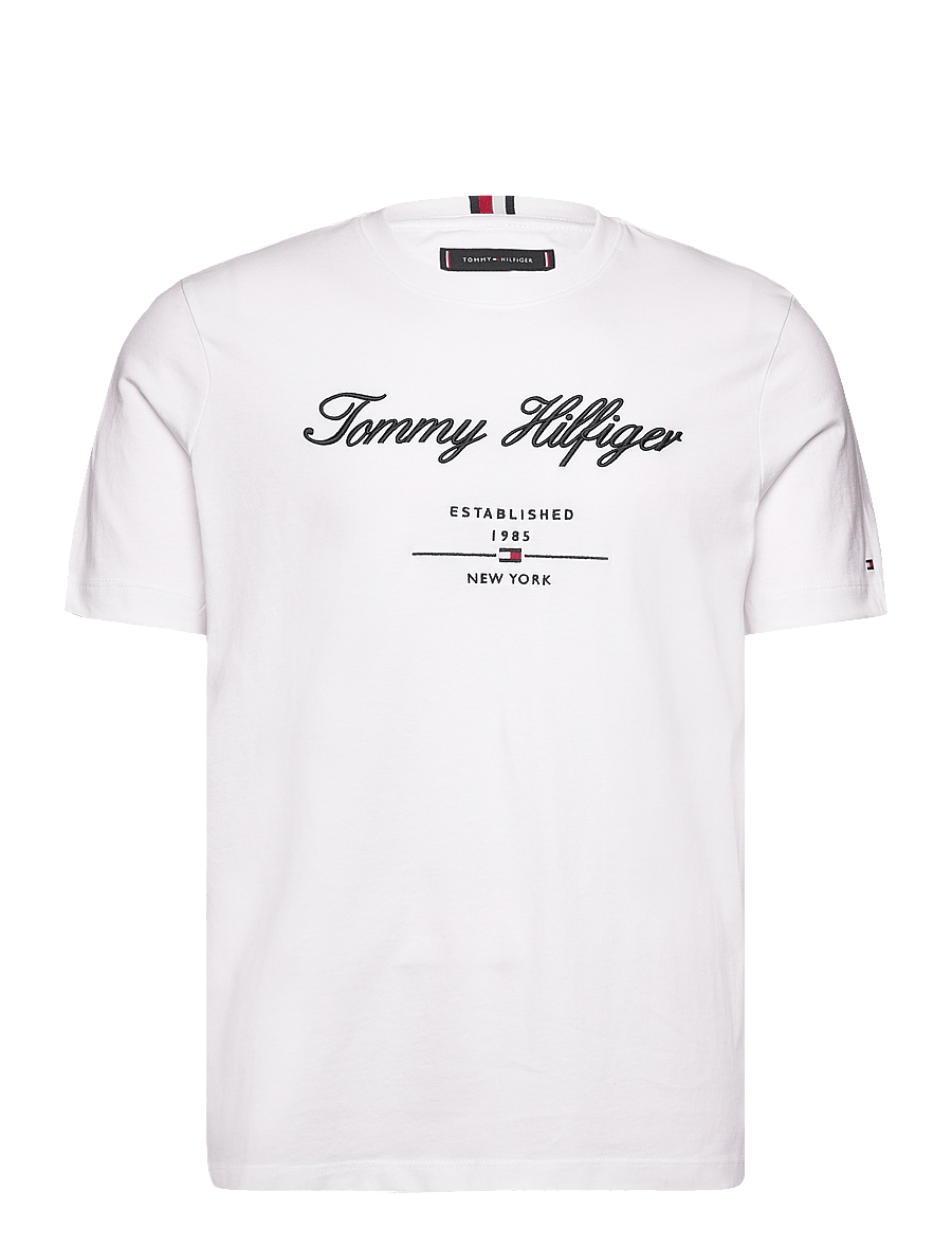 Tommy Hilfiger - SCRIPT LOGO TEE - kortærmede t-shirts - white - 1