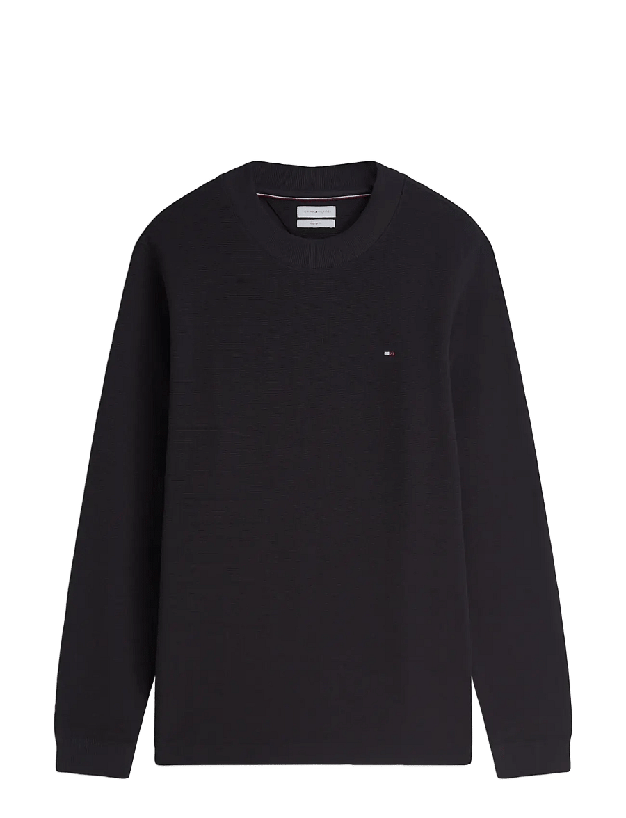 Tommy Hilfiger - TEXTURED LS TEE - langærmede t-shirts - black - 1