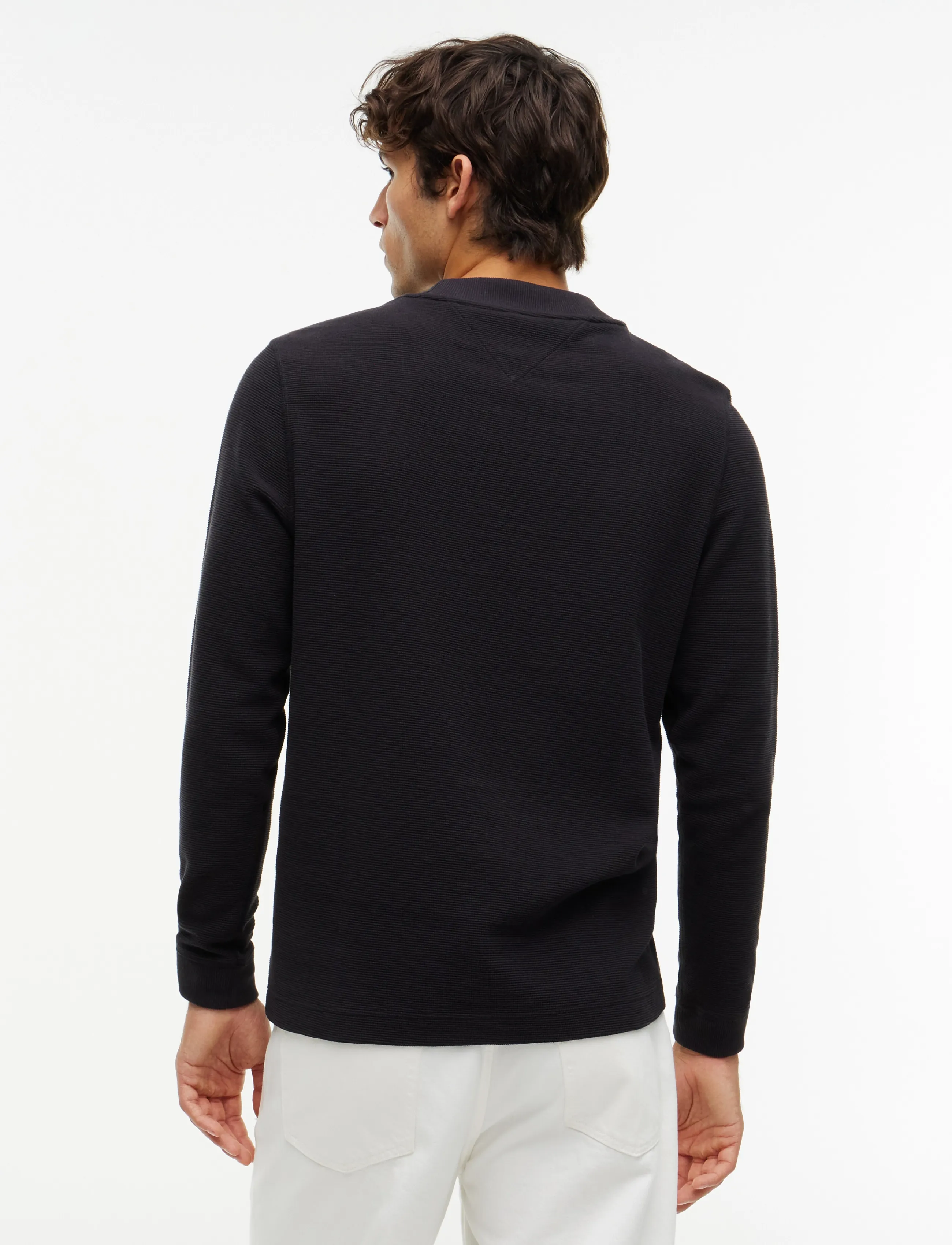 Tommy Hilfiger - TEXTURED LS TEE - langærmede t-shirts - black - 2