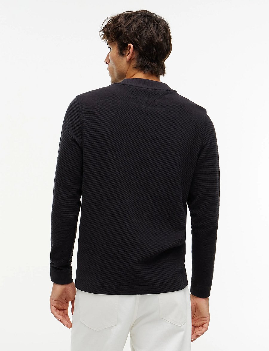 Tommy Hilfiger - TEXTURED LS TEE - langærmede t-shirts - black - 2