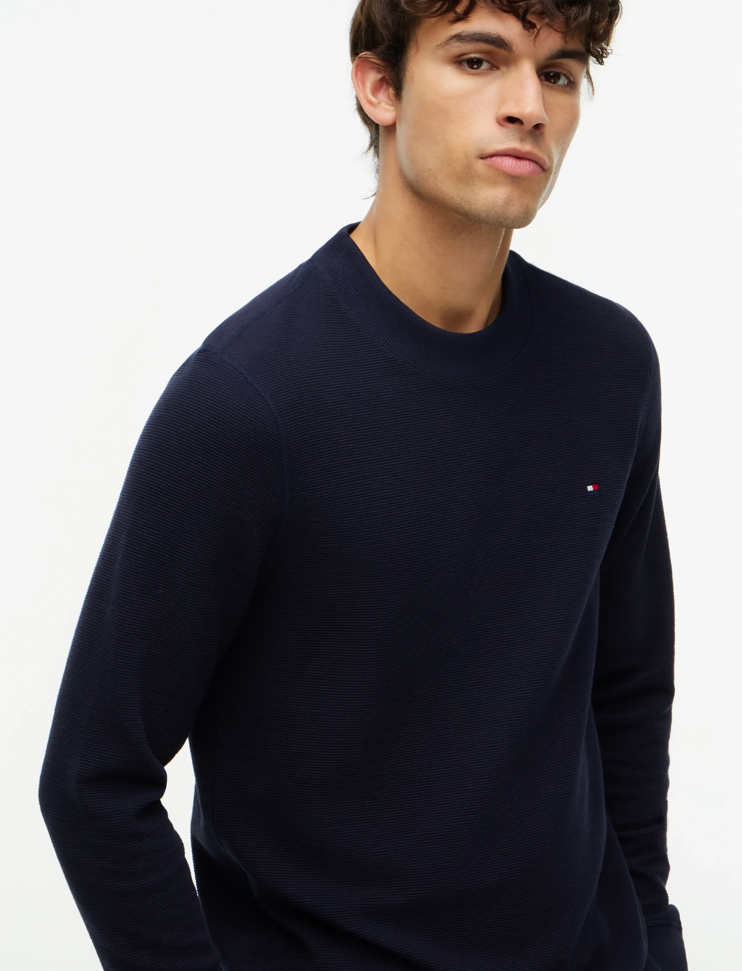Tommy Hilfiger - TEXTURED LS TEE - long-sleeved t-shirts - navy blue - 4