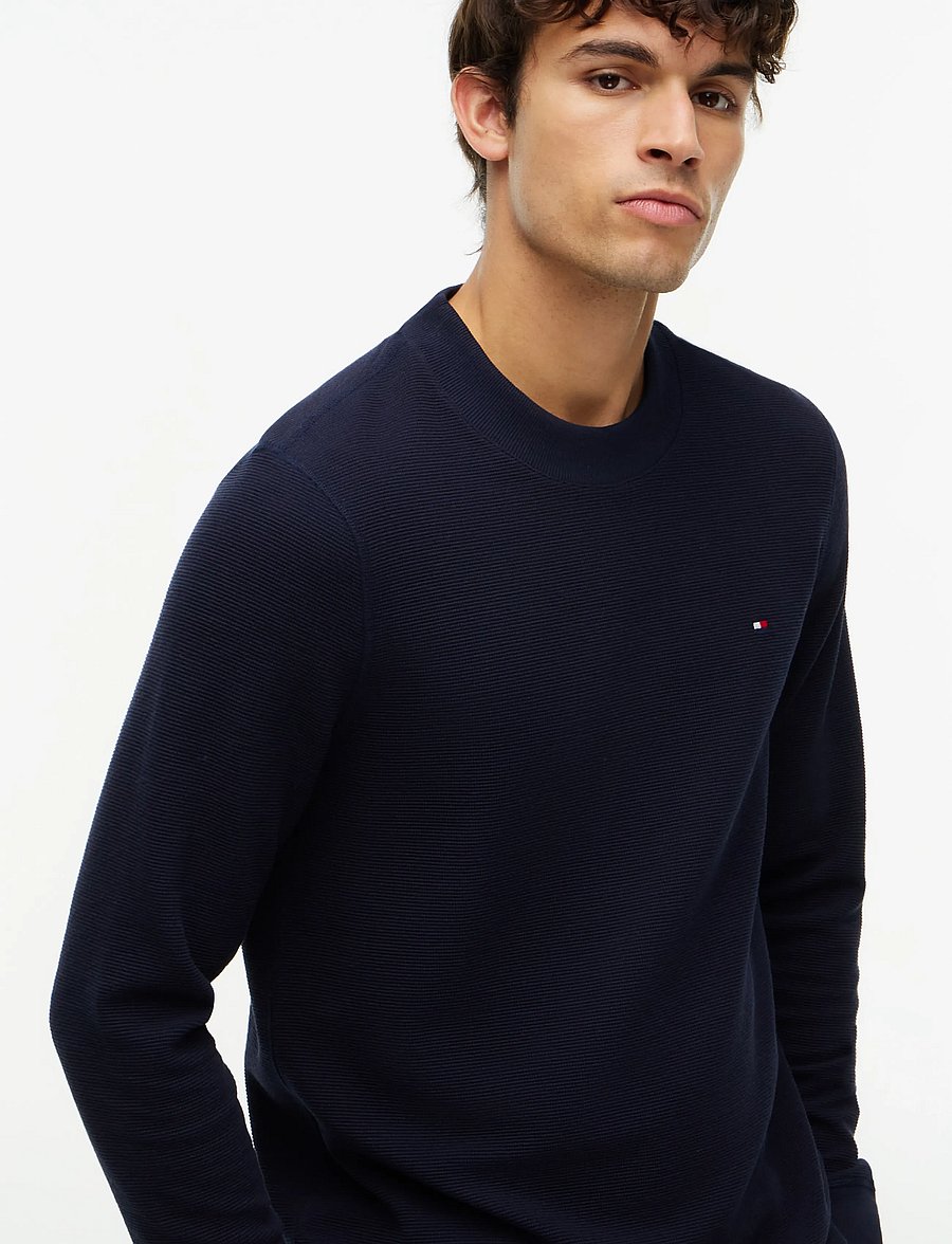 Tommy Hilfiger - TEXTURED LS TEE - long-sleeved t-shirts - navy blue - 4