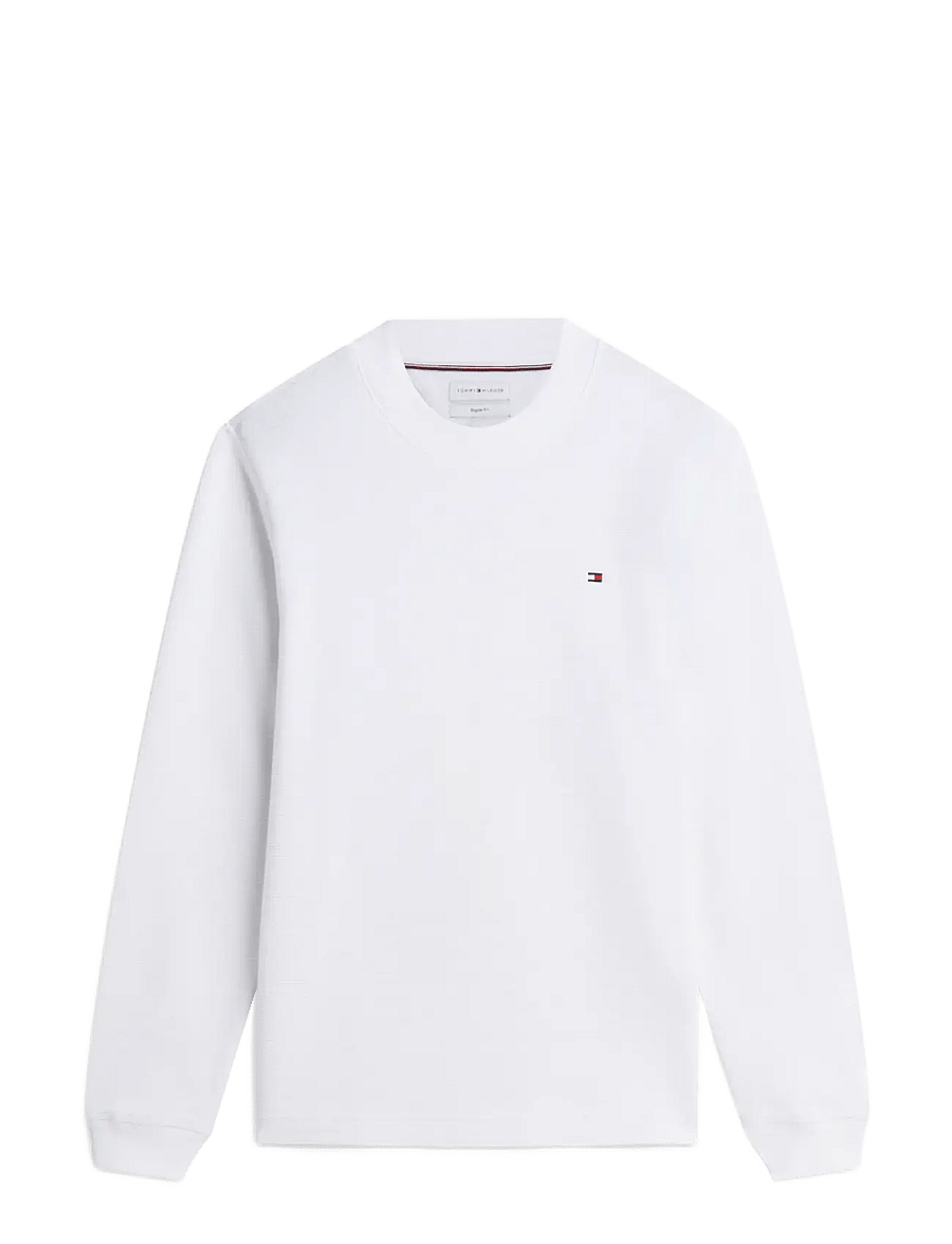 Tommy Hilfiger - TEXTURED LS TEE - long-sleeved t-shirts - white - 1