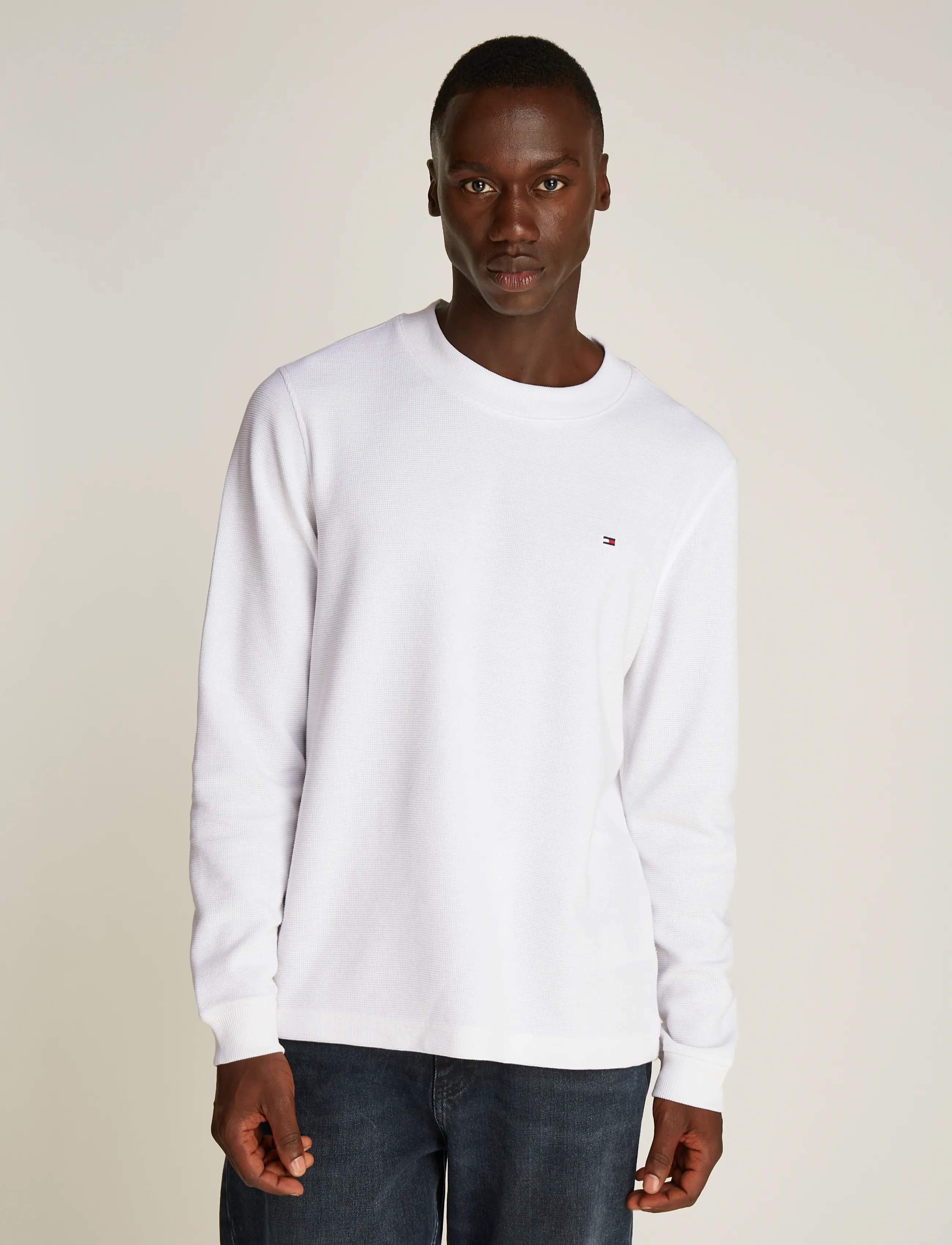 Tommy Hilfiger TEXTURED LS TEE - Kleidung - WHITE / white