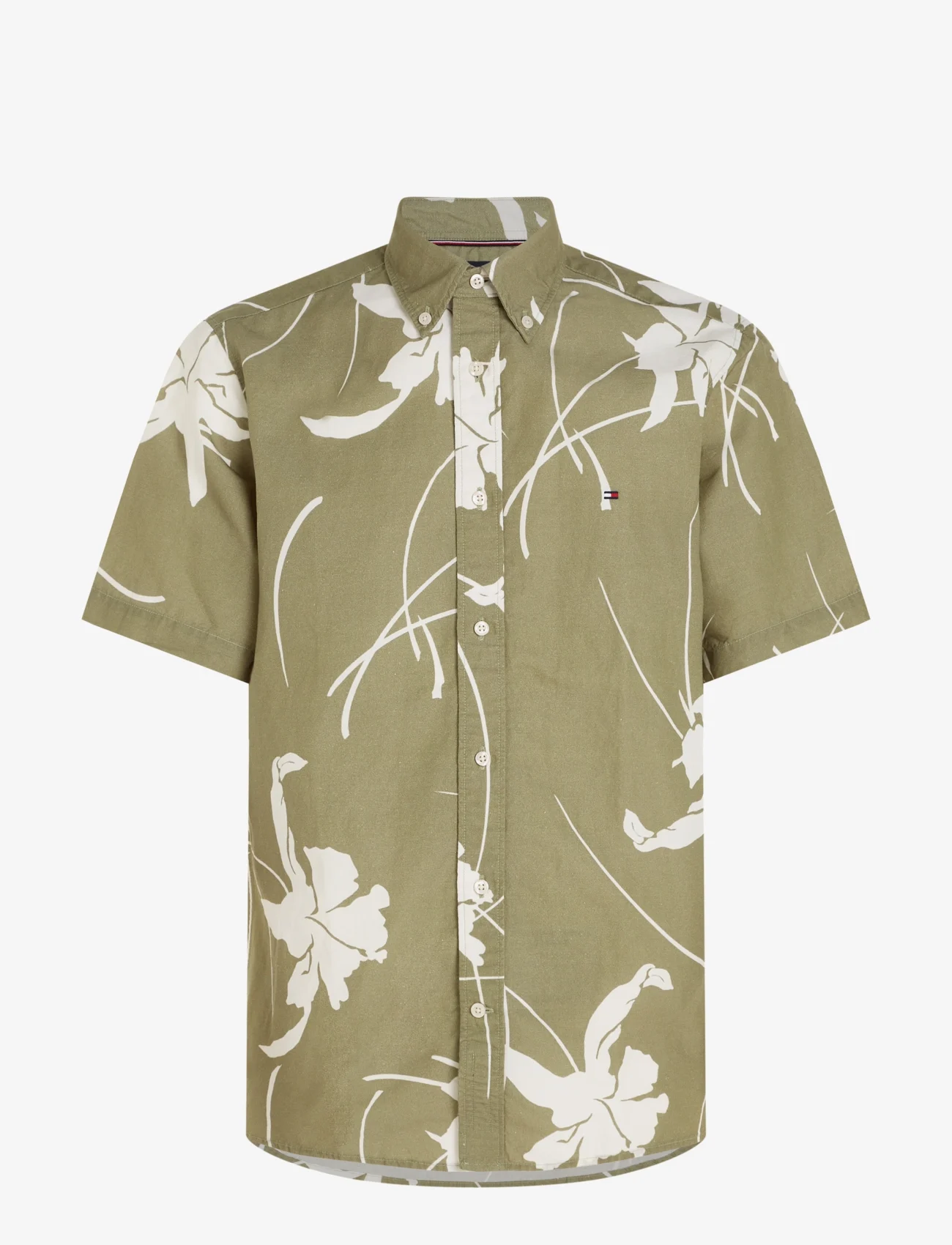 Tommy Hilfiger - LARGE TROPICAL PRT SHIRT S/S - lyhythihaiset - faded olive / optic white - 0
