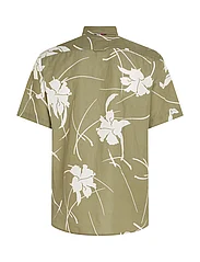 Tommy Hilfiger - LARGE TROPICAL PRT SHIRT S/S - short-sleeved t-shirts - faded olive / optic white - 4