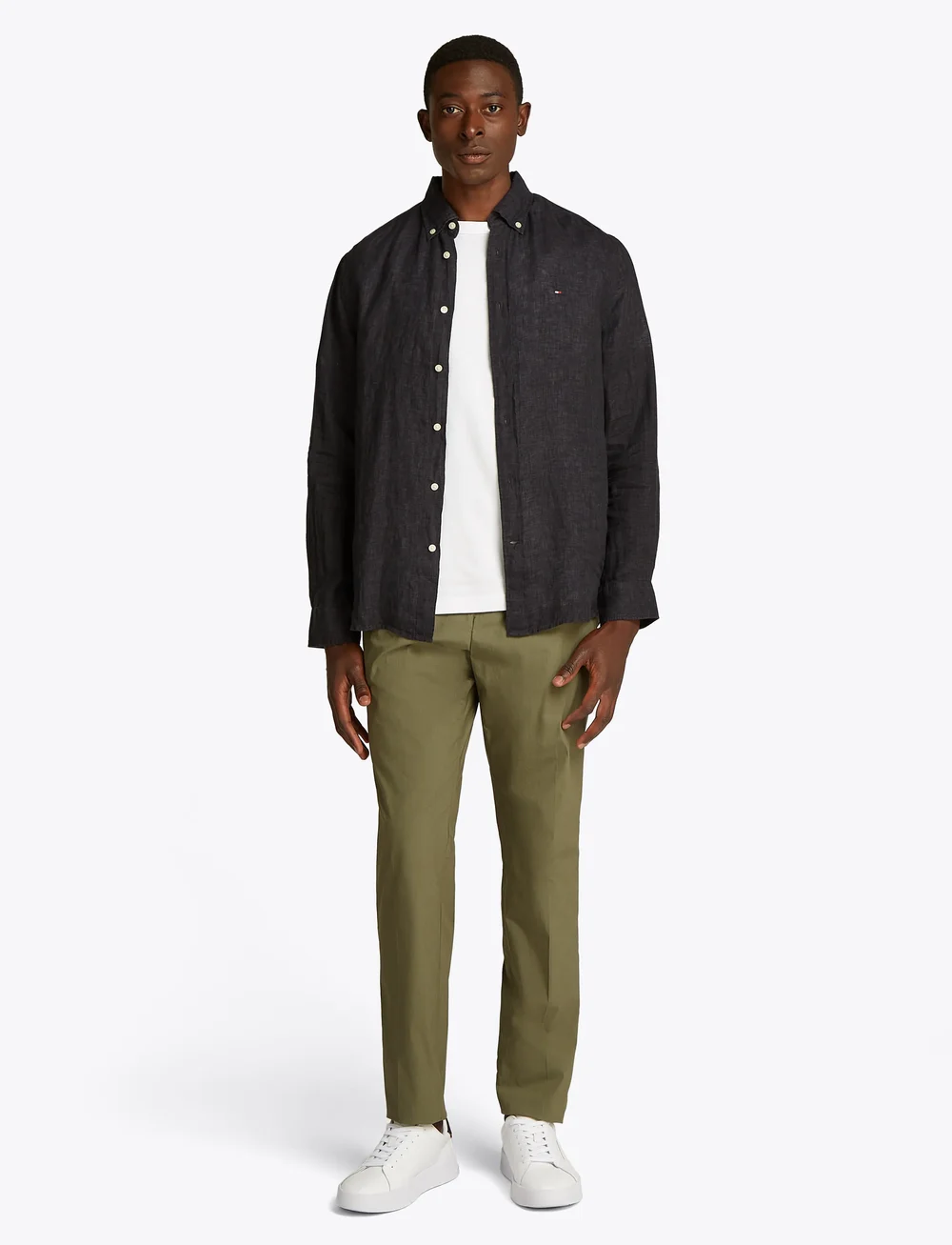Tommy Hilfiger - PIGMENT DYED LI SOLID RF SHIRT - linased särgid - black - 0