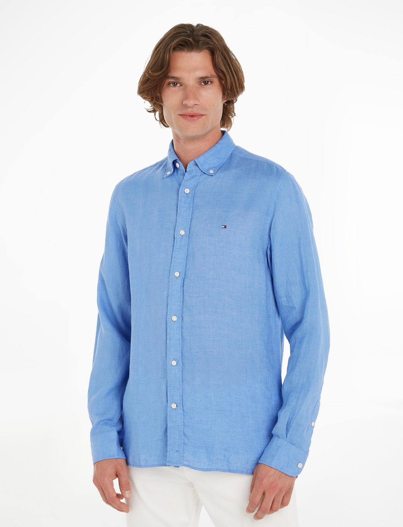 Tommy Hilfiger - PIGMENT DYED LI SOLID RF SHIRT - casual skjortor - blue spell - 1