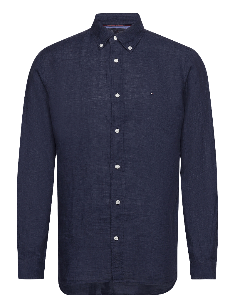 Tommy Hilfiger - PIGMENT DYED LI SOLID RF SHIRT - linen shirts - carbon navy - 1
