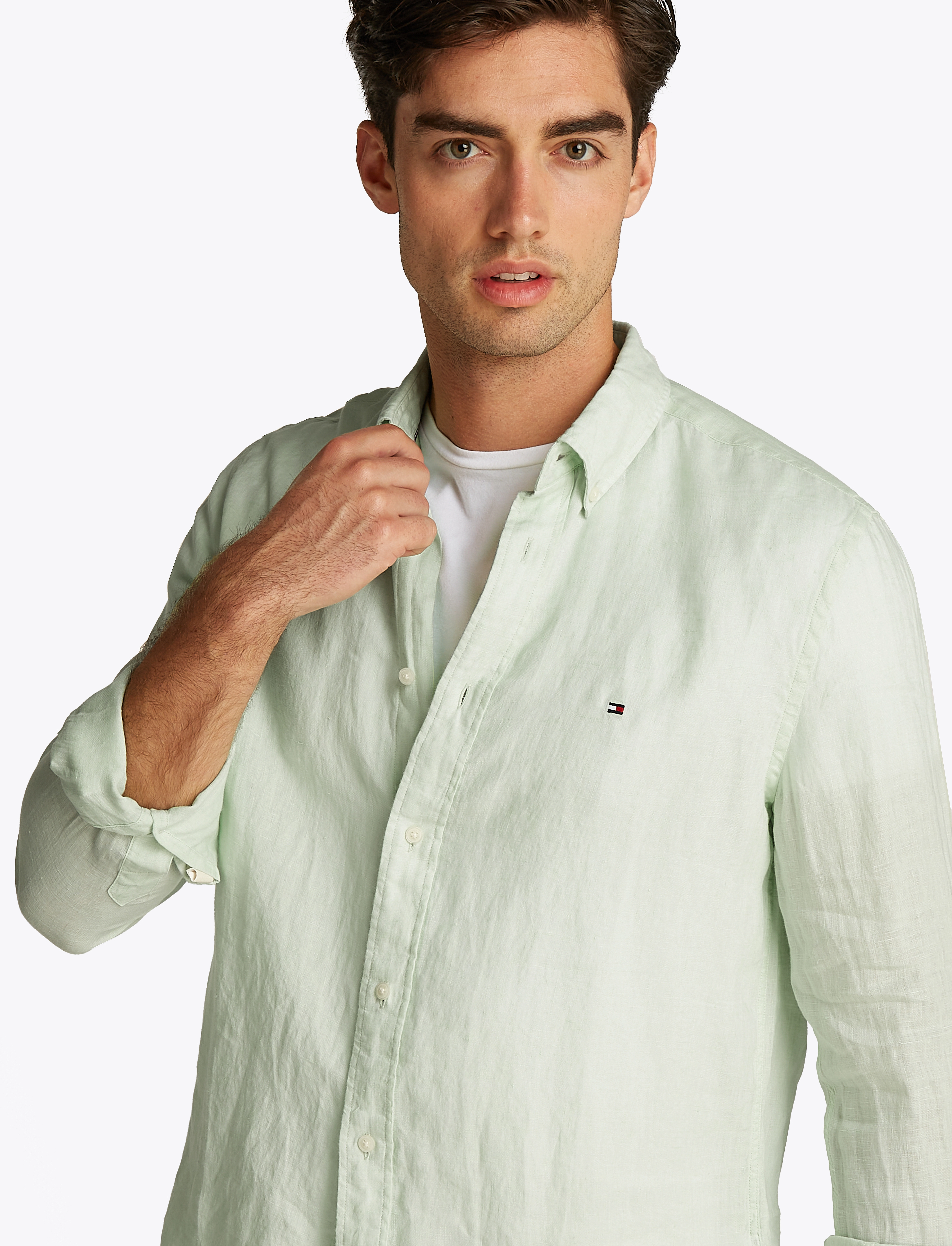 Tommy Hilfiger - PIGMENT DYED LI SOLID RF SHIRT - linased särgid - opal green - 3