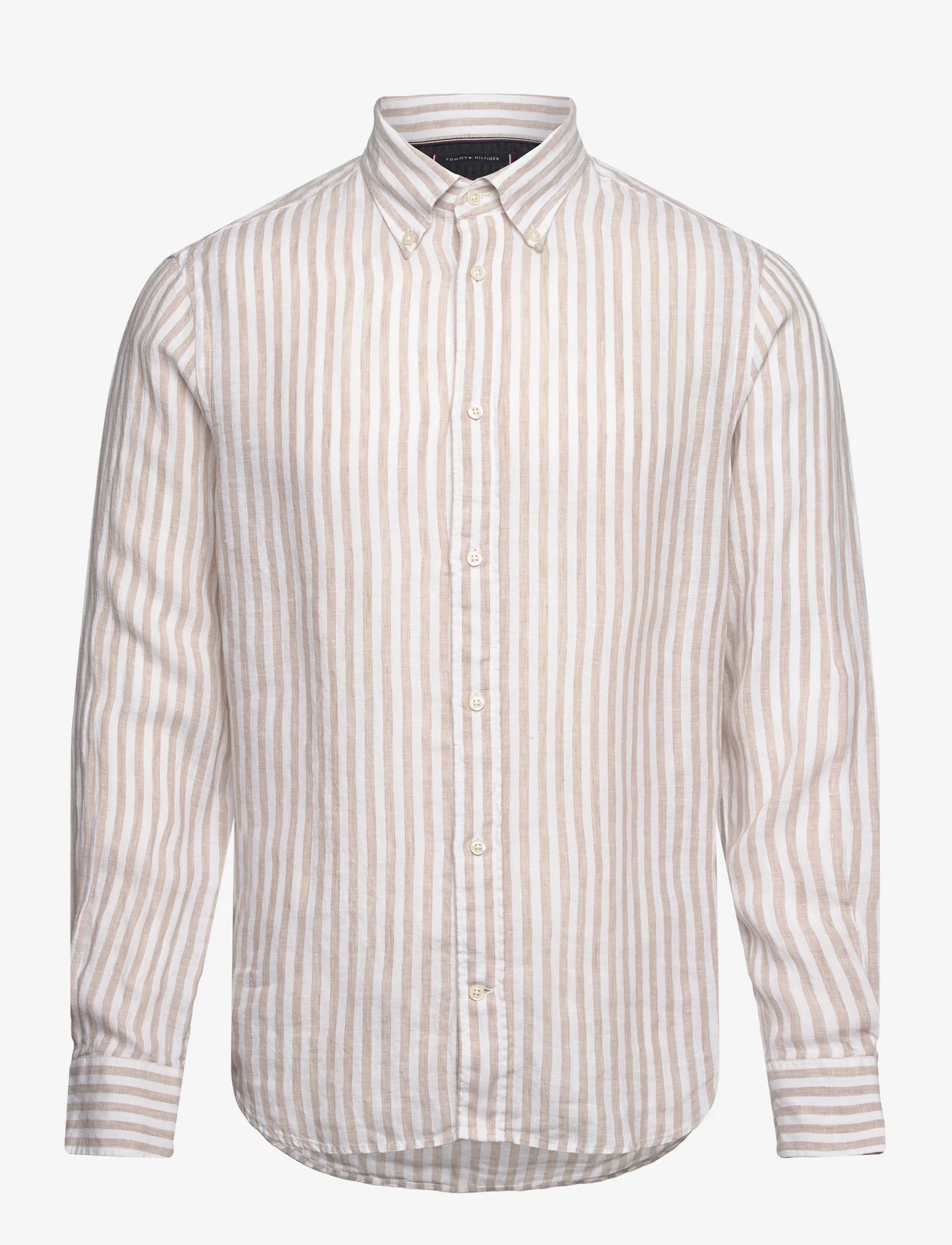 Tommy Hilfiger - DC BOLD LINEN STRIPE SHIRT - lininiai marškiniai - beige / optic white - 0