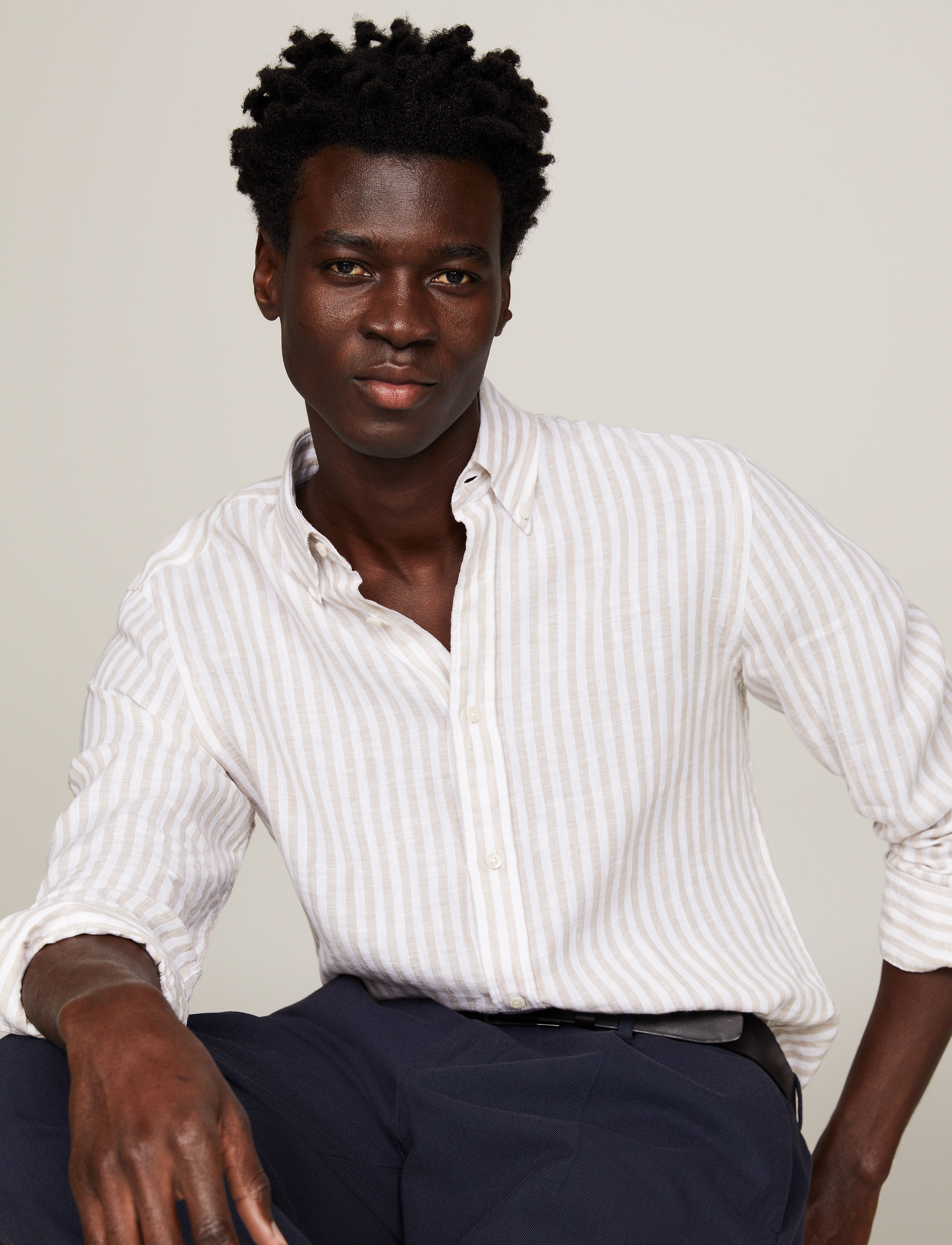 Tommy Hilfiger - DC BOLD LINEN STRIPE SHIRT - beige / optic white - 4