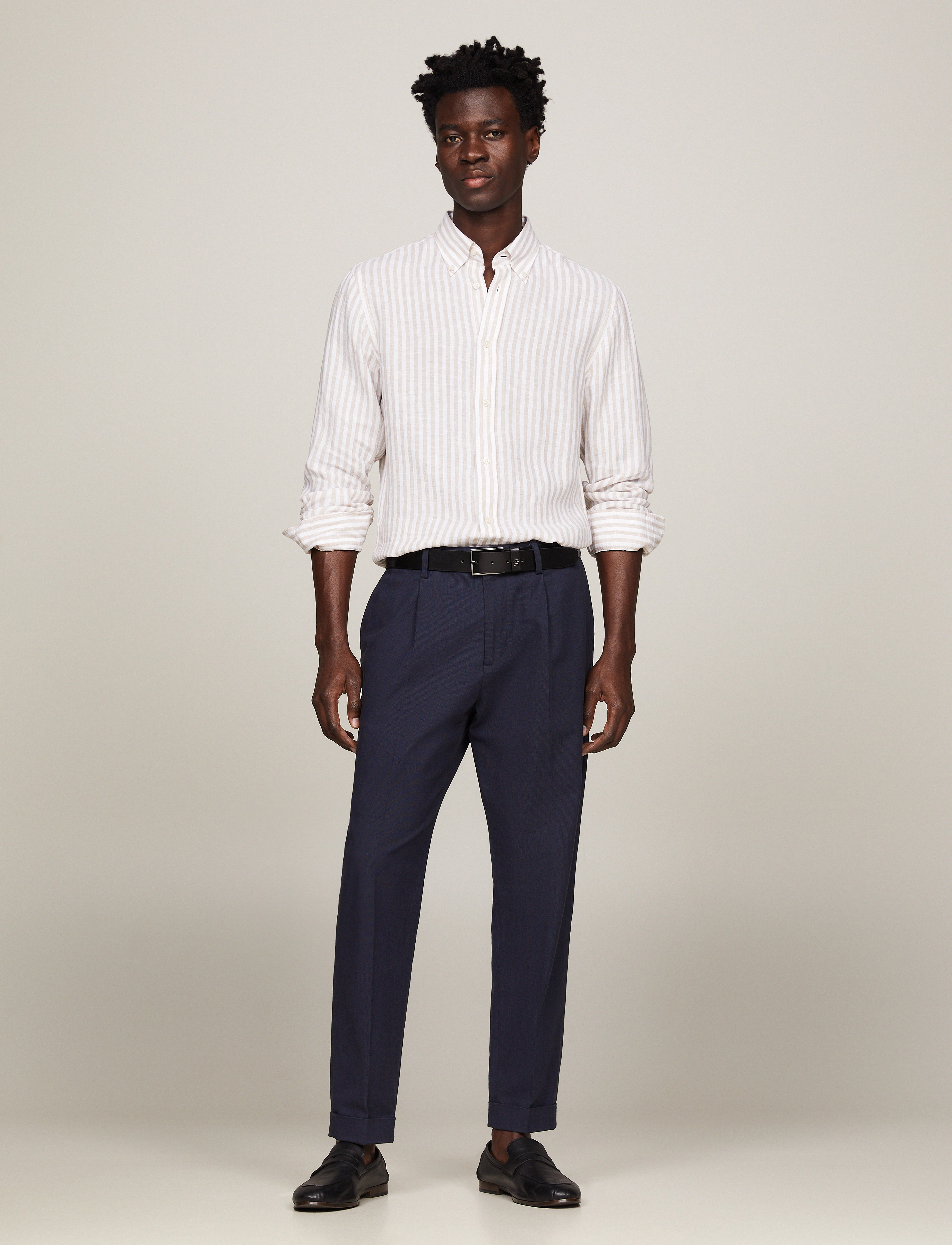 Tommy Hilfiger - DC BOLD LINEN STRIPE SHIRT - beige / optic white - 5