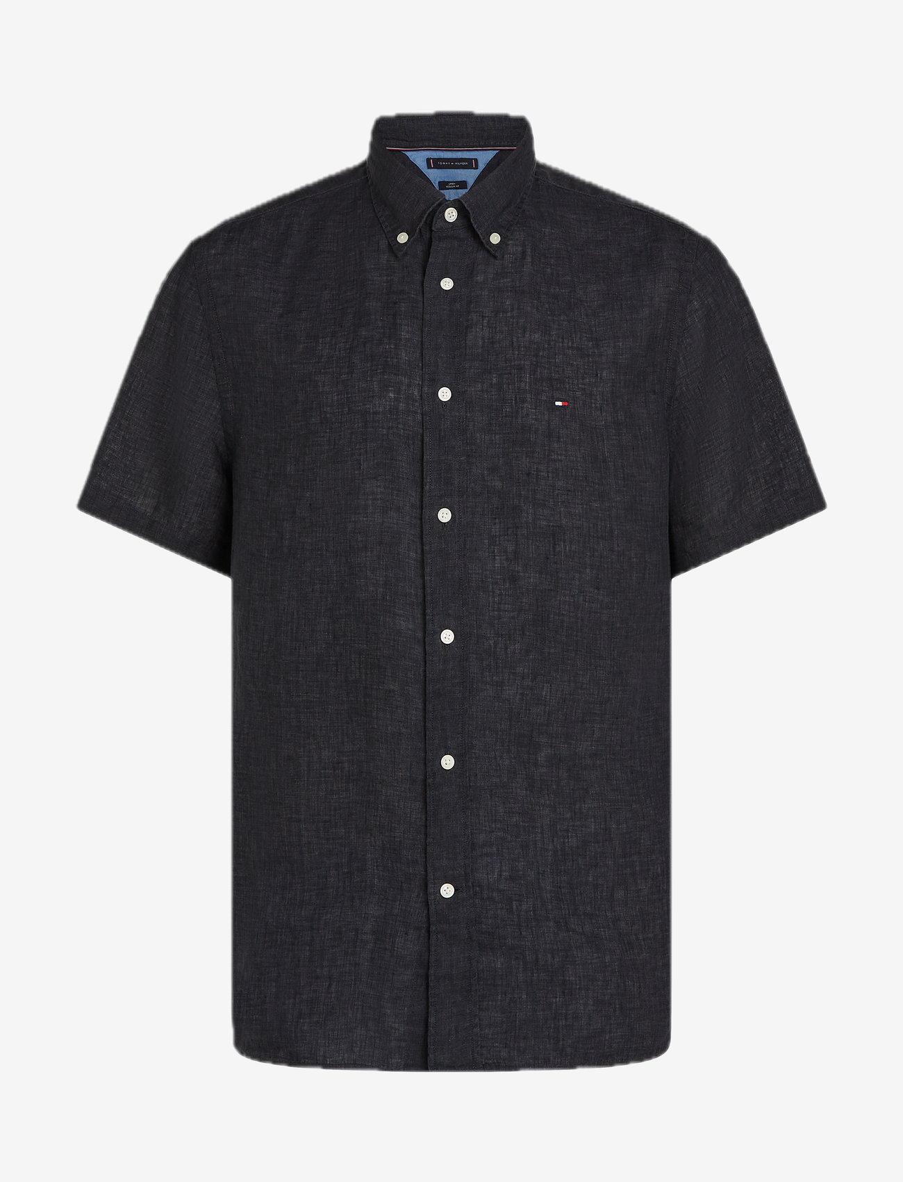Tommy Hilfiger - PIGMENT DYED LINEN RF SHIRT S/S - hørskjorter - black - 1