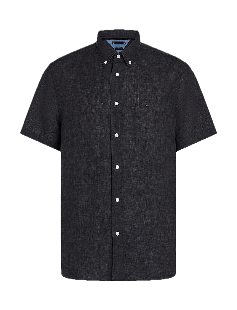 Tommy Hilfiger - PIGMENT DYED LINEN RF SHIRT S/S - hørskjorter - black - 1