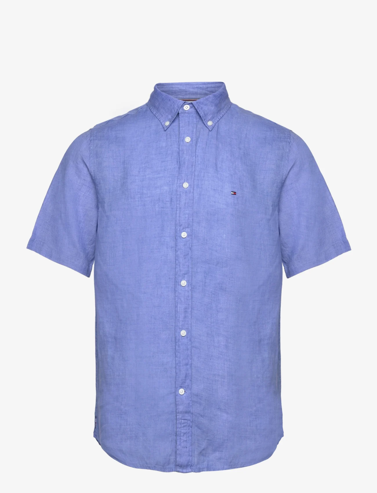 Tommy Hilfiger - PIGMENT DYED LINEN RF SHIRT S/S - kortærmede skjorter - blue spell - 0
