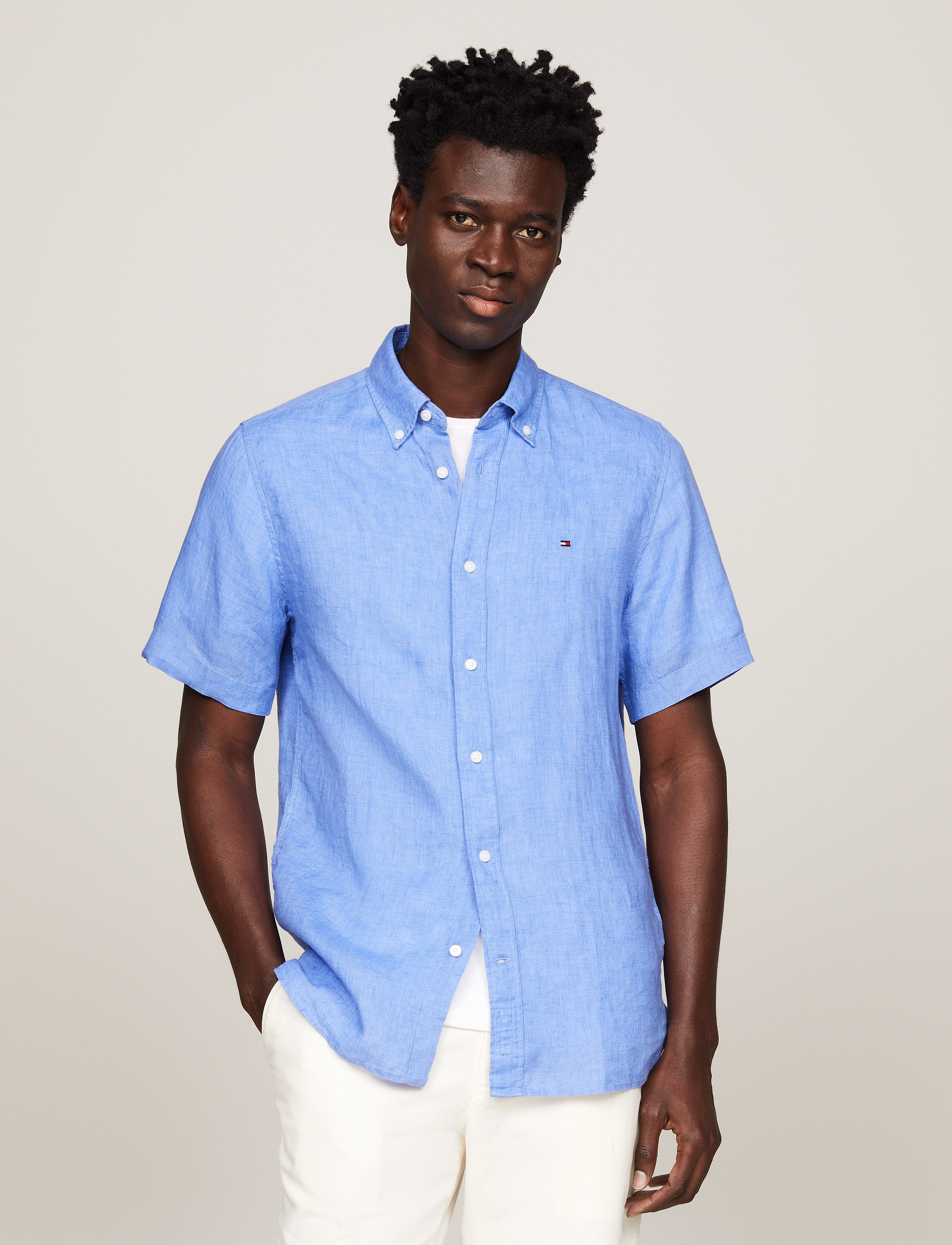 Tommy Hilfiger PIGMENT DYED LINEN RF SHIRT S/S - Skjorter - BLUE SPELL / blue