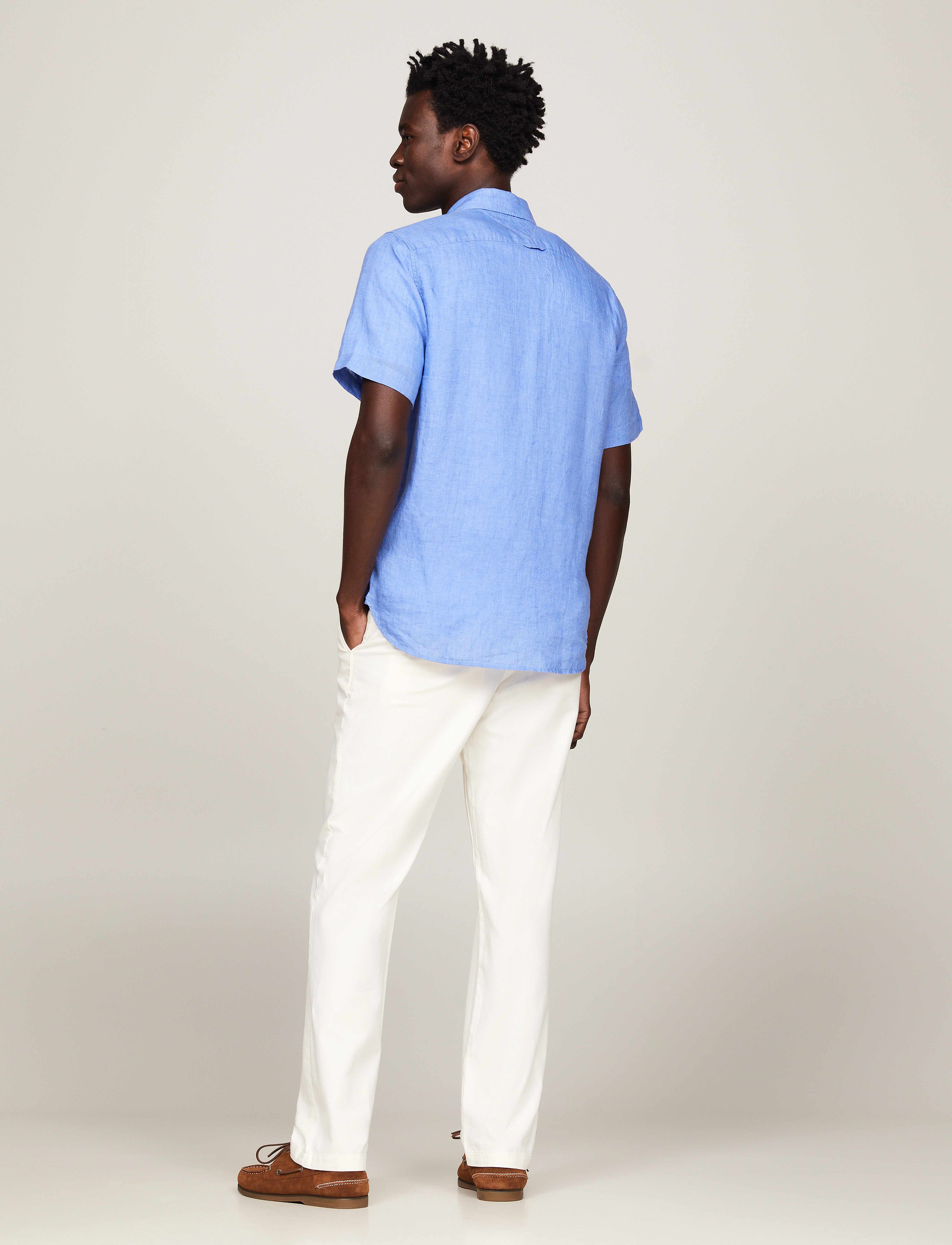 Tommy Hilfiger - PIGMENT DYED LINEN RF SHIRT S/S - lininiai marškiniai - blue spell - 3