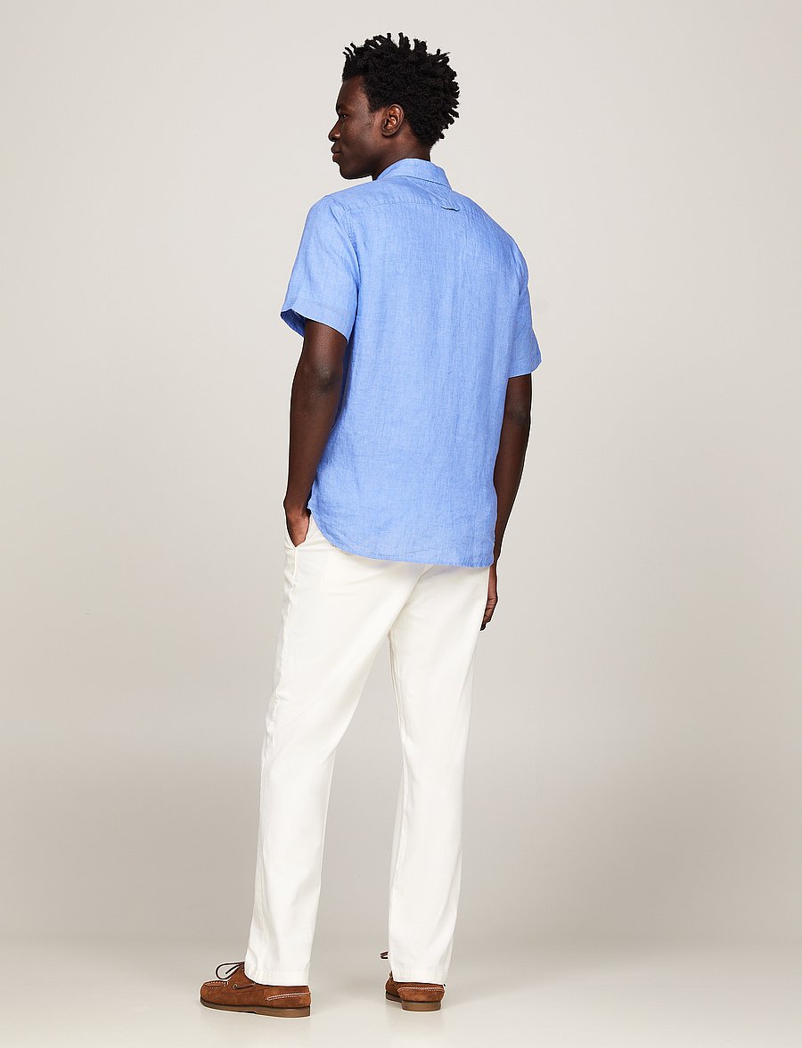 Tommy Hilfiger - PIGMENT DYED LINEN RF SHIRT S/S - lininiai marškiniai - blue spell - 3