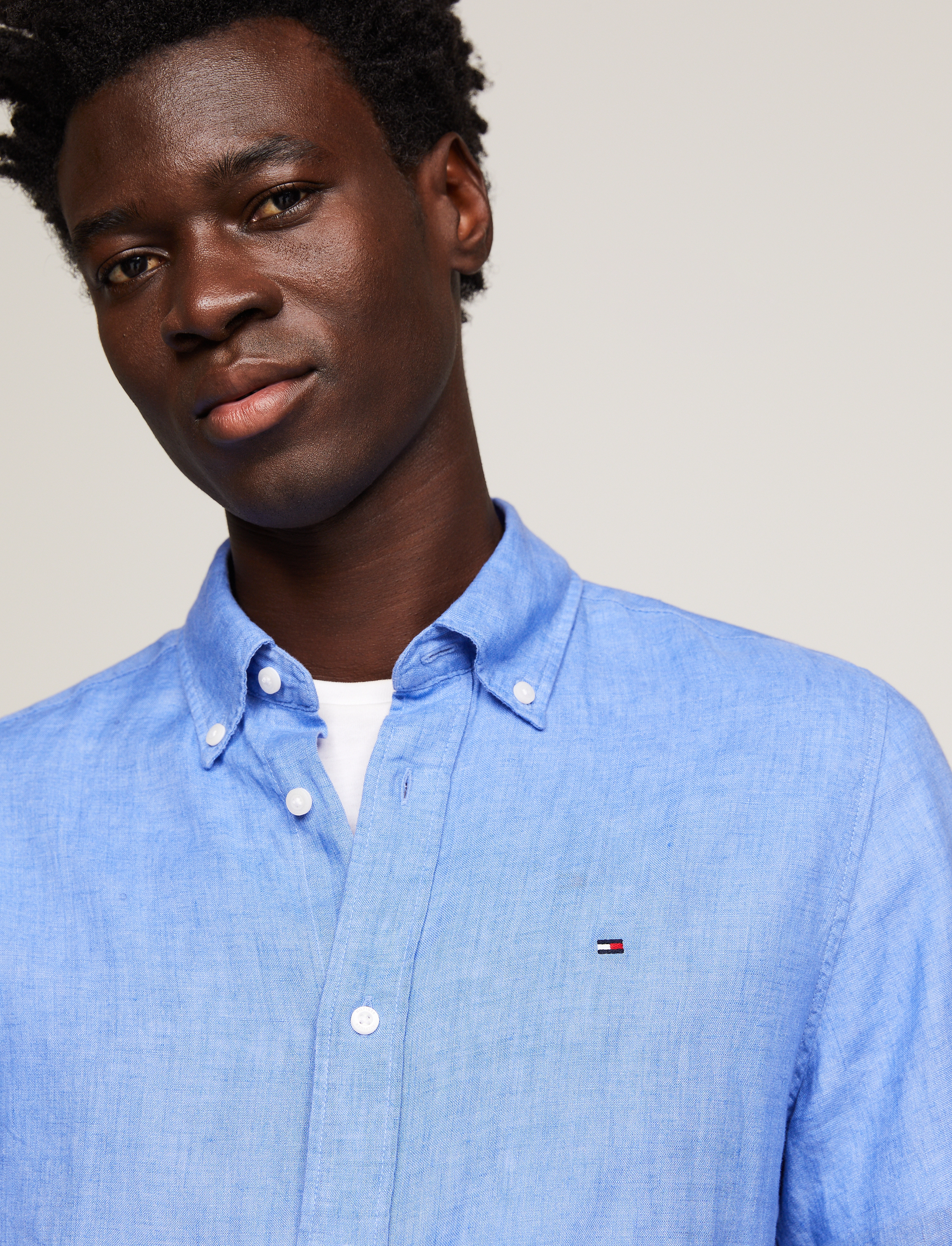 Tommy Hilfiger - PIGMENT DYED LINEN RF SHIRT S/S - lininiai marškiniai - blue spell - 4