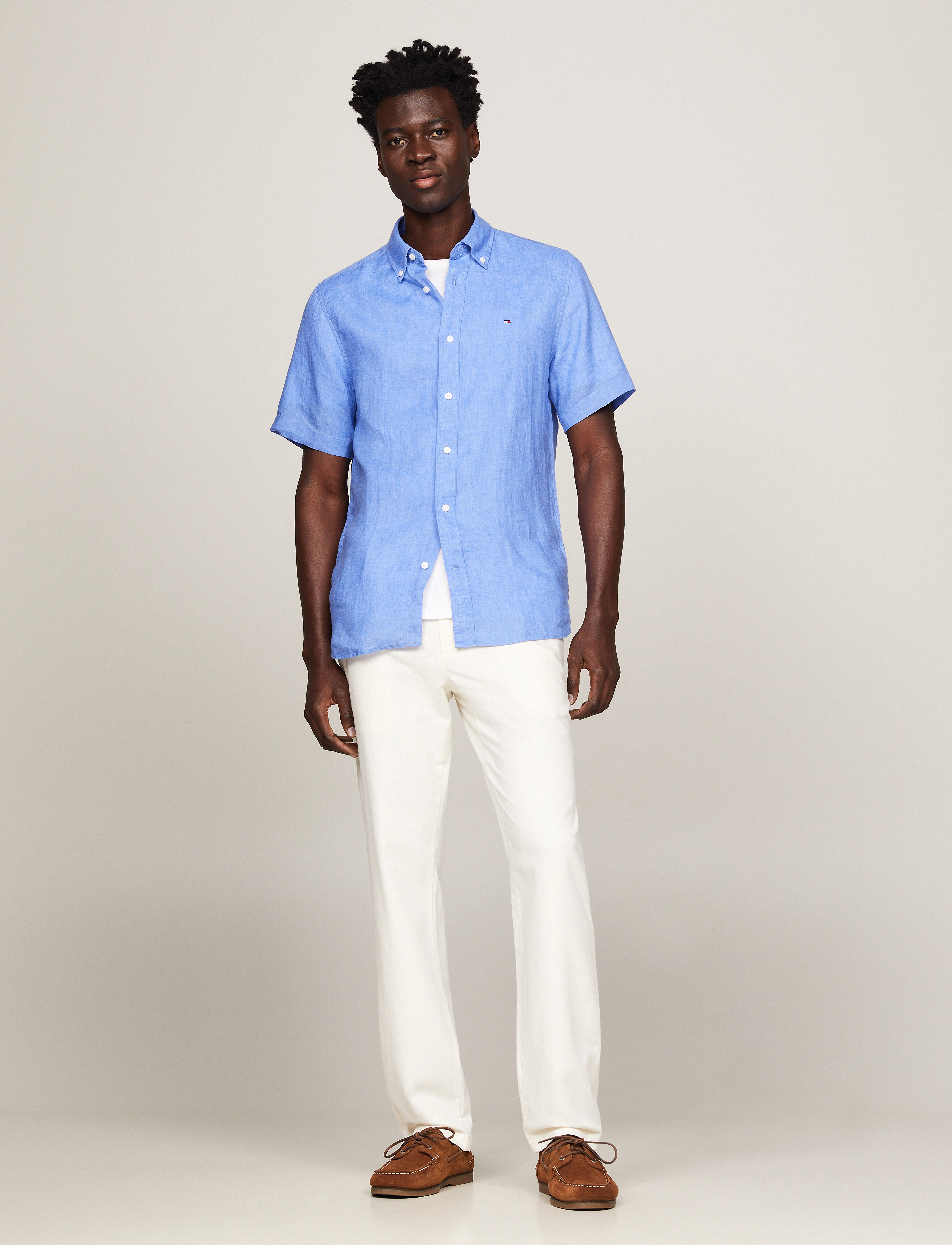 Tommy Hilfiger - PIGMENT DYED LINEN RF SHIRT S/S - lininiai marškiniai - blue spell - 5
