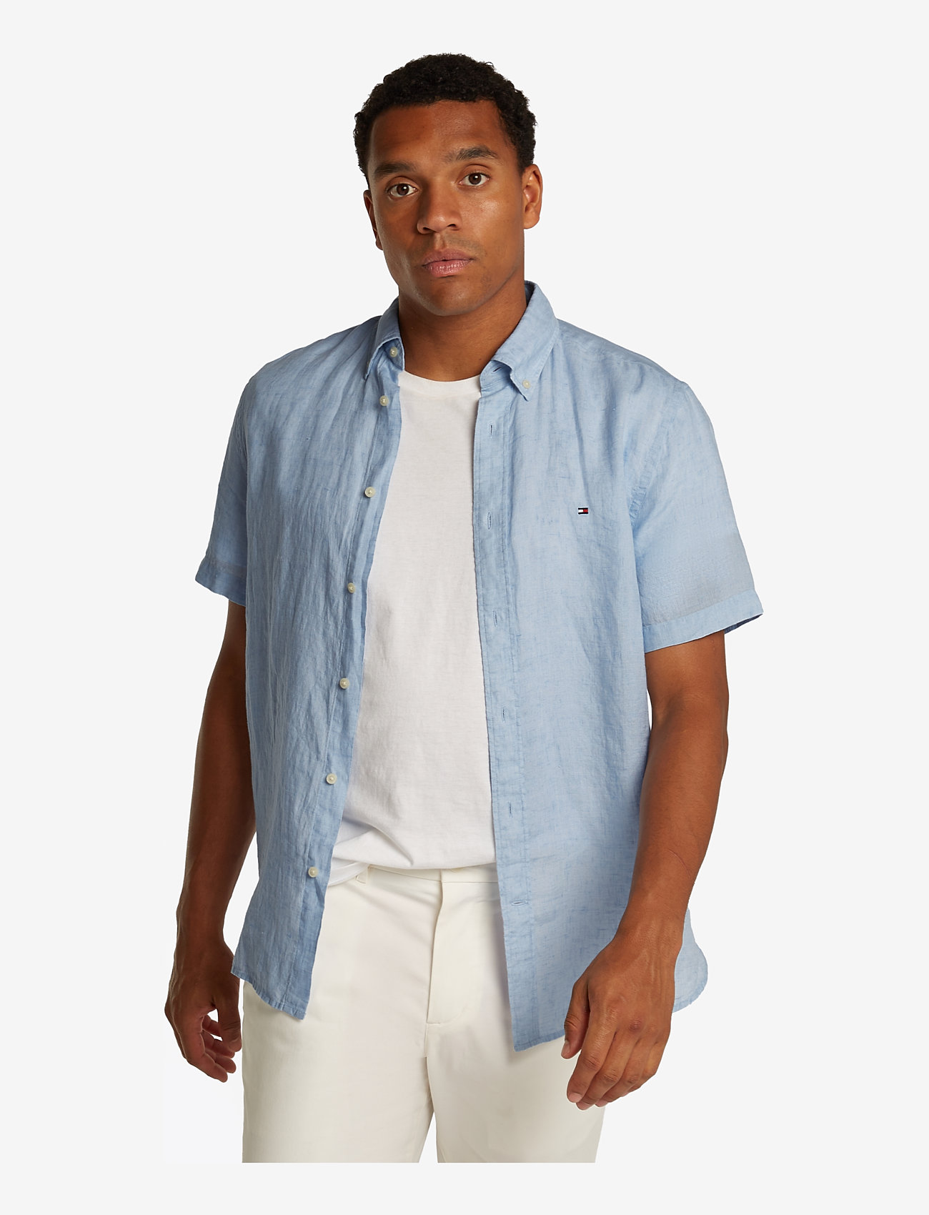 Tommy Hilfiger - PIGMENT DYED LINEN RF SHIRT S/S - basic-hemden - breezy blue - 1