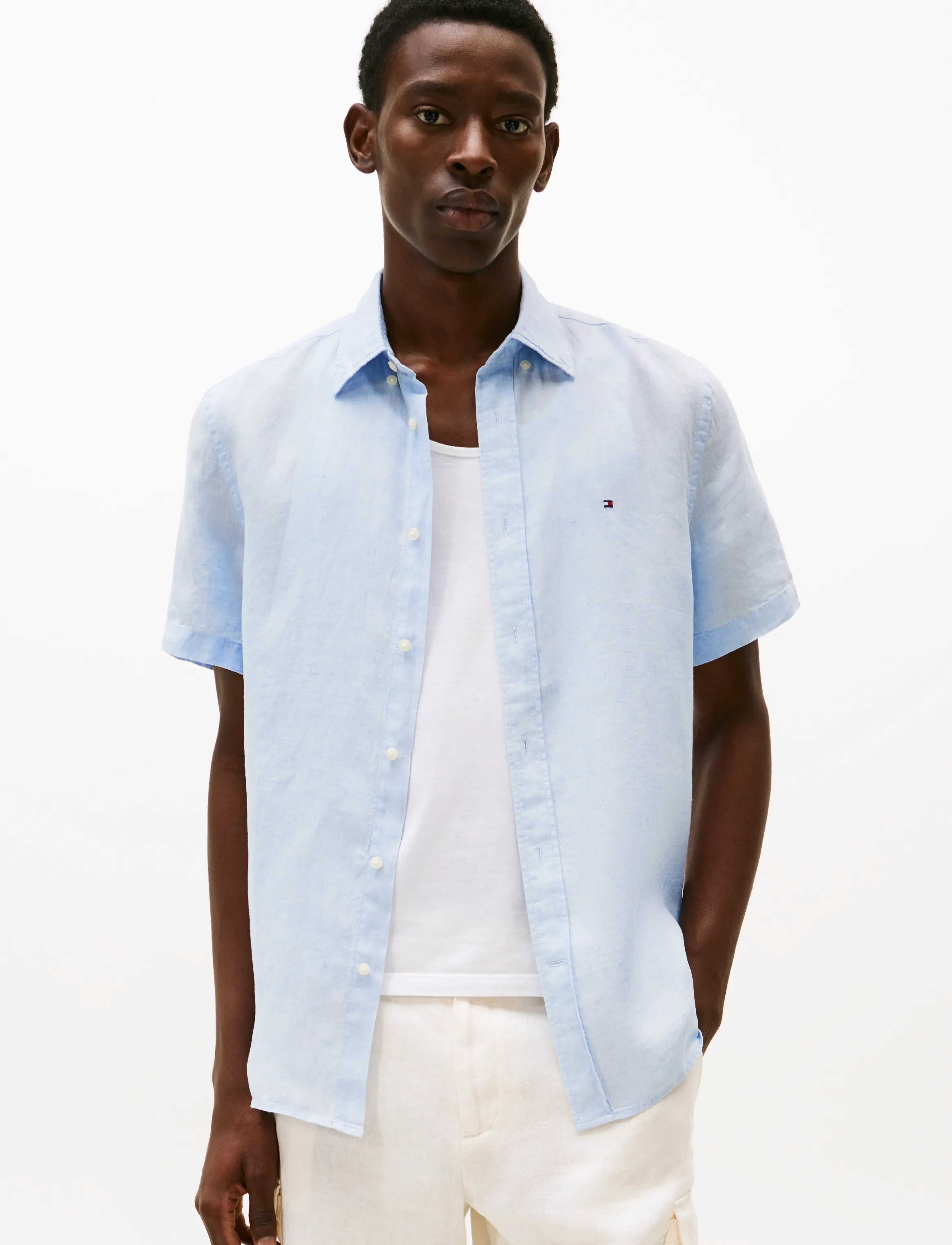 Tommy Hilfiger PIGMENT DYED LINEN RF SHIRT S/S - Skjorter - BREEZY BLUE / blue