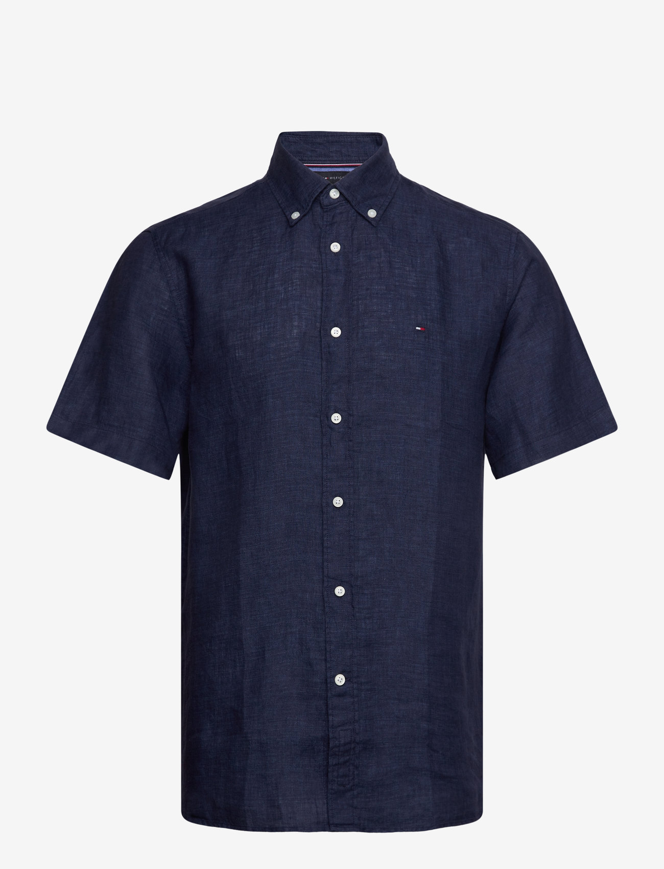 Tommy Hilfiger - PIGMENT DYED LINEN RF SHIRT S/S - linasest riidest särgid - carbon navy - 1