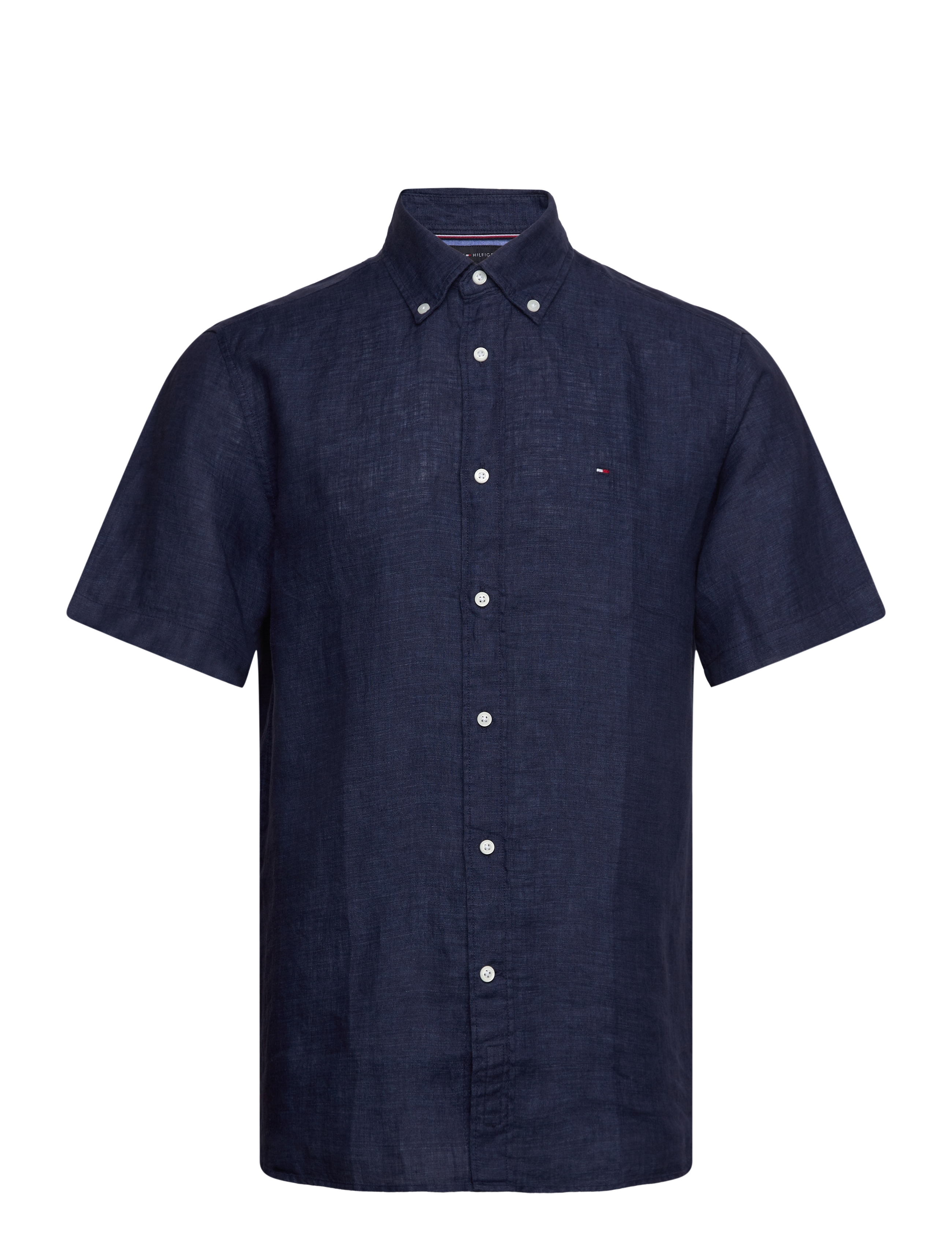 Tommy Hilfiger PIGMENT DYED LINEN RF SHIRT S/S - Tommy Hilfiger - CARBON NAVY / navy