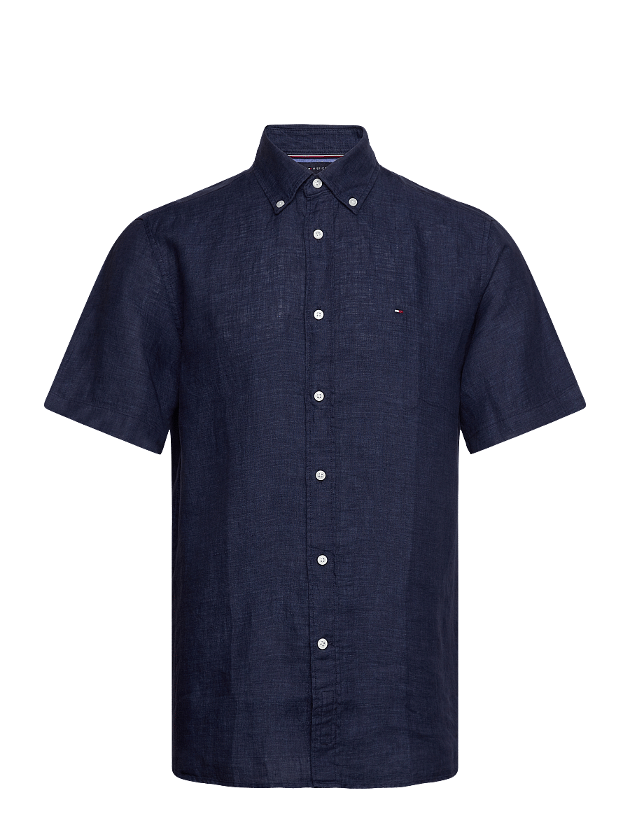 Tommy Hilfiger - PIGMENT DYED LINEN RF SHIRT S/S - leinenhemden - carbon navy - 1