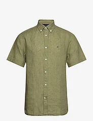Tommy Hilfiger - PIGMENT DYED LINEN RF SHIRT S/S - kortærmede skjorter - faded olive - 0