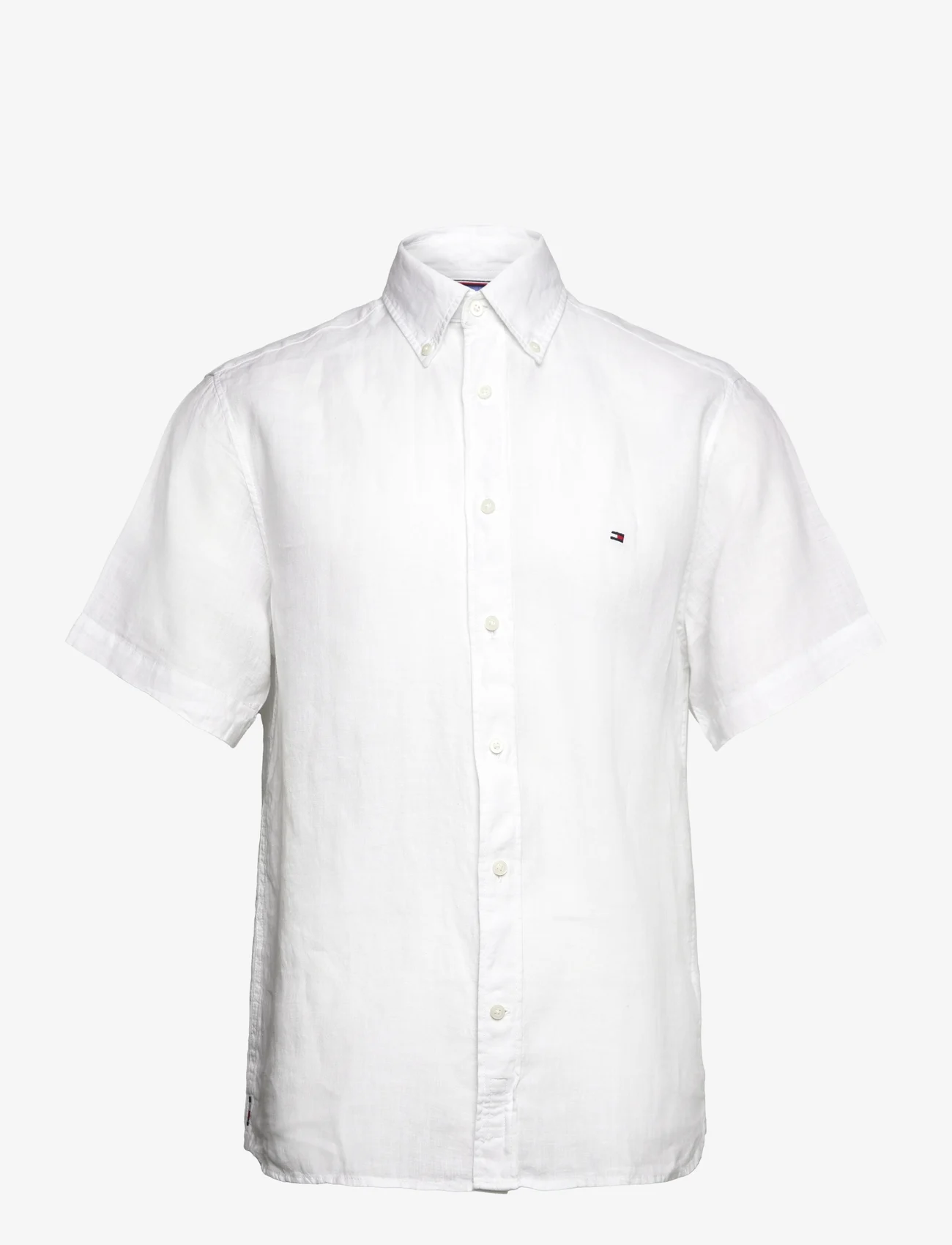 Tommy Hilfiger - PIGMENT DYED LINEN RF SHIRT S/S - kortærmede skjorter - optic white - 0