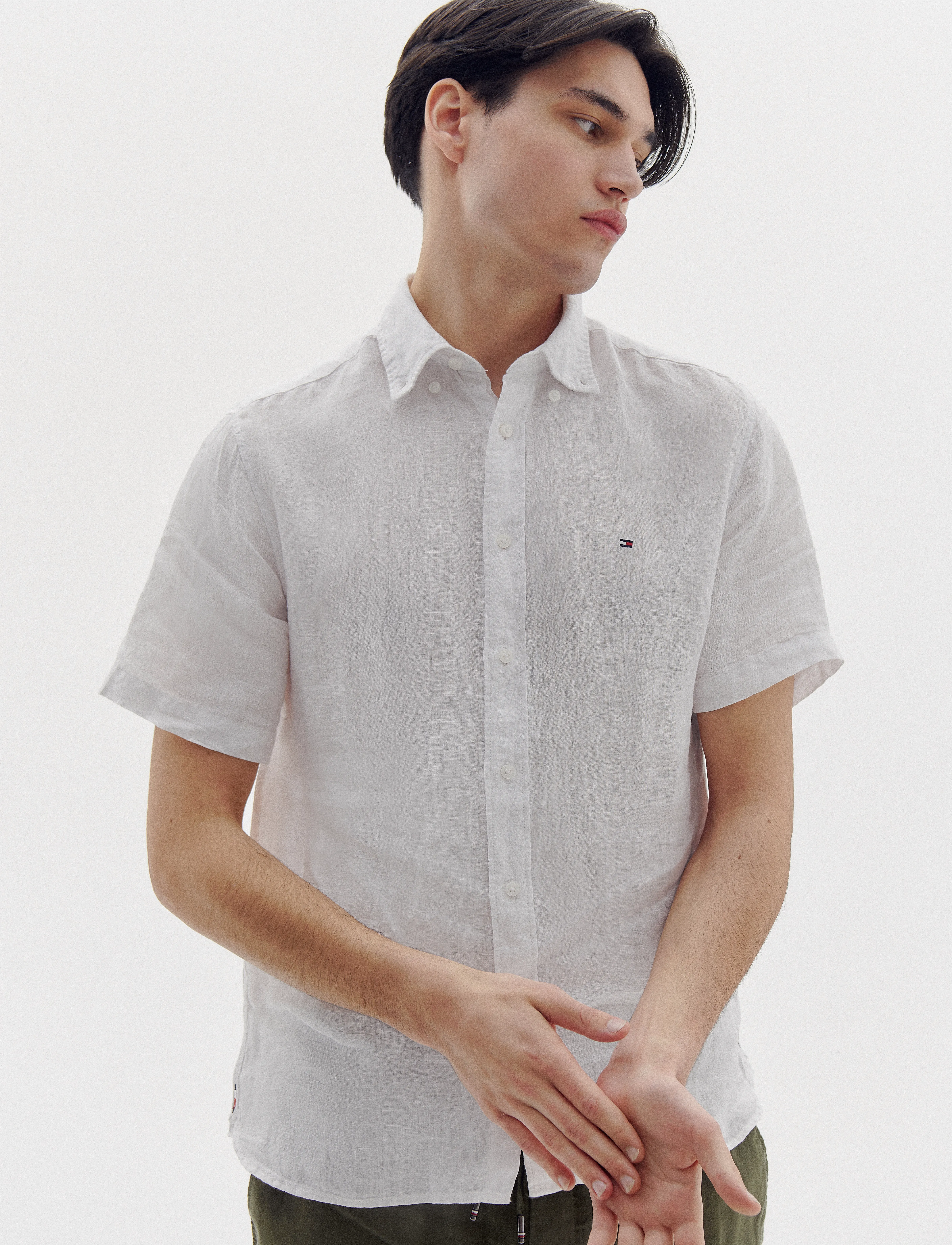Tommy Hilfiger - PIGMENT DYED LINEN RF SHIRT S/S - hørskjorter - optic white - 3