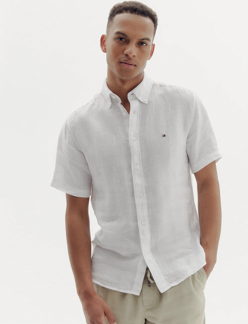 Tommy Hilfiger - PIGMENT DYED LINEN RF SHIRT S/S - linen shirts - optic white - 4