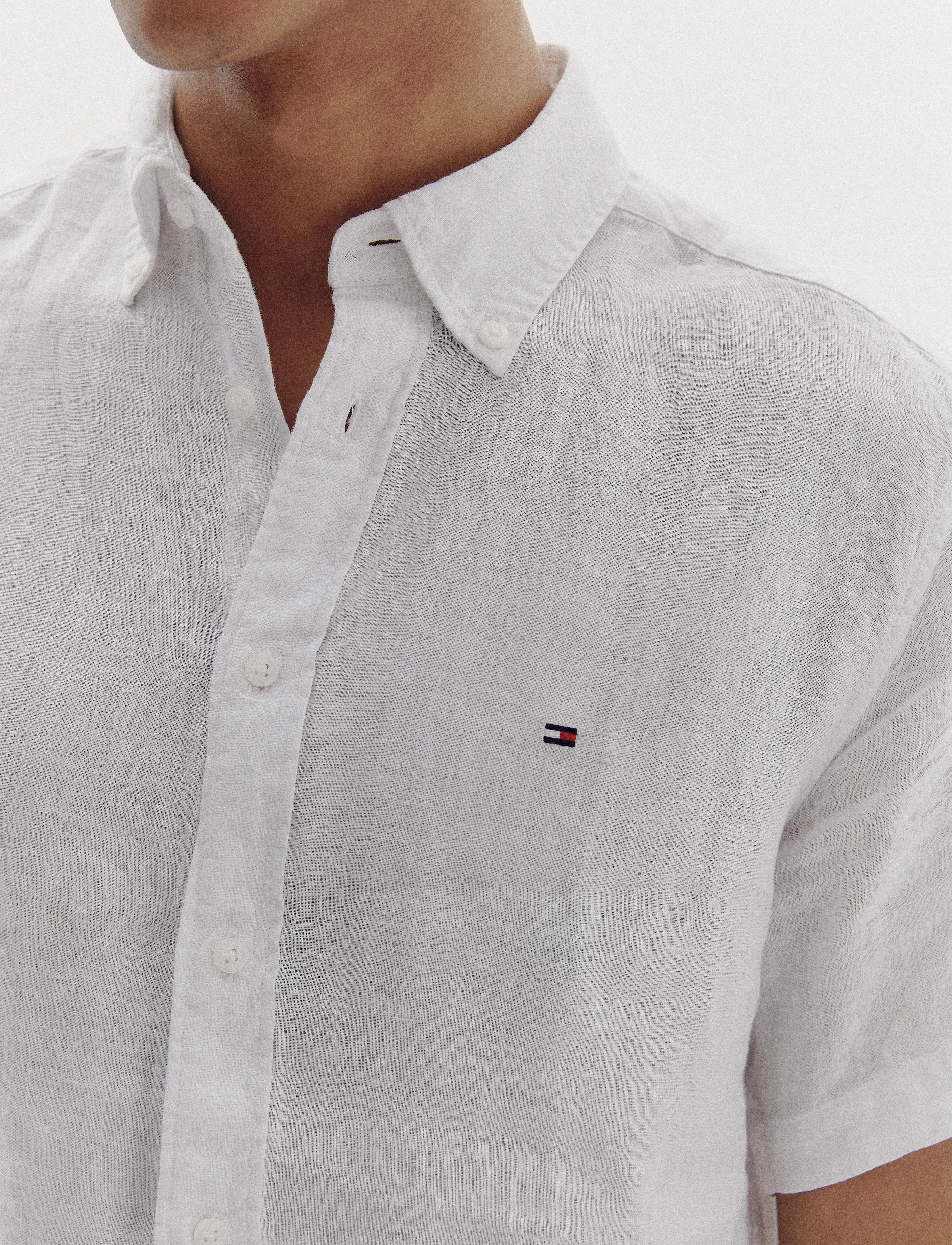 Tommy Hilfiger - PIGMENT DYED LINEN RF SHIRT S/S - hørskjorter - optic white - 5