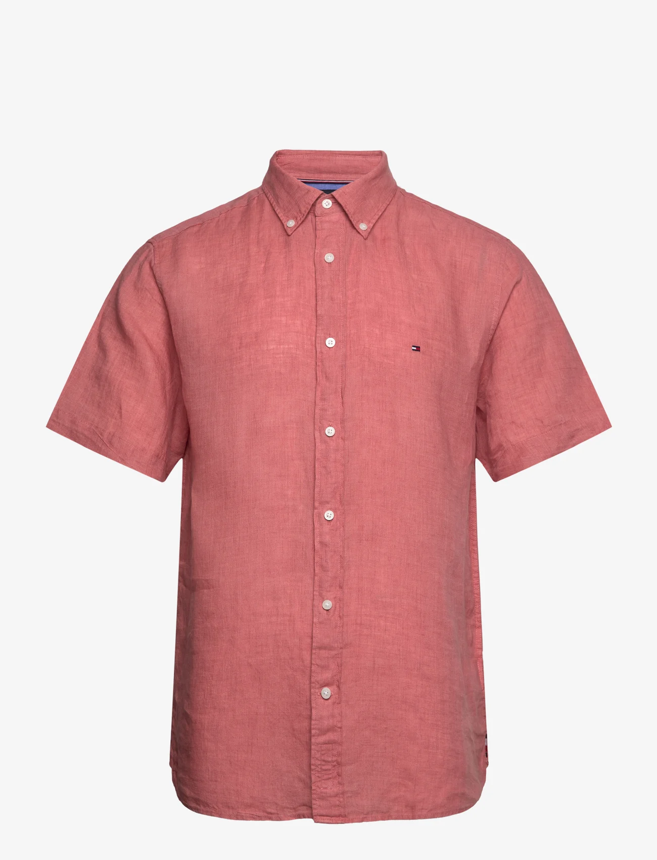 Tommy Hilfiger - PIGMENT DYED LINEN RF SHIRT S/S - kortærmede skjorter - teaberry blossom - 0