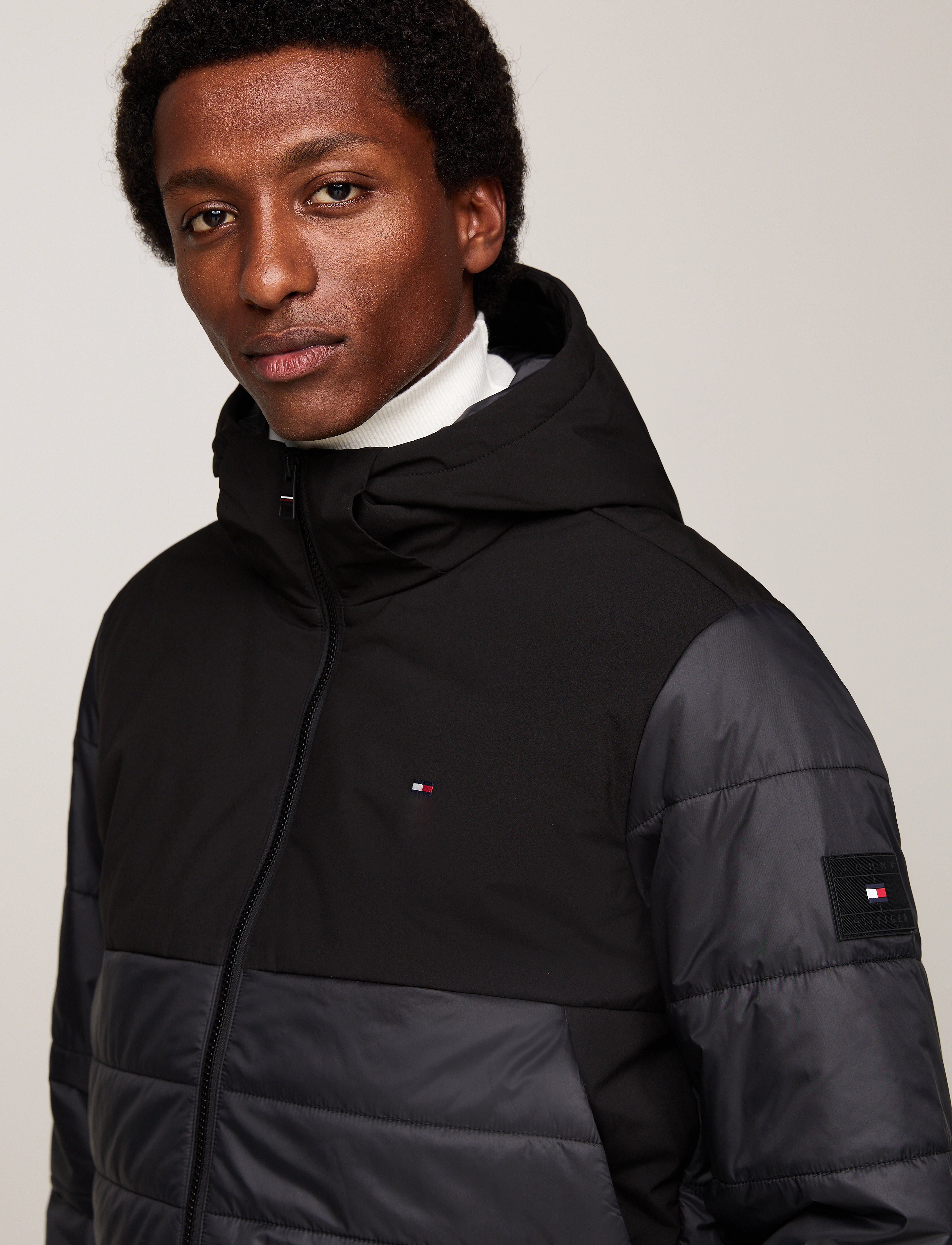 Tommy Hilfiger - CL MIXED MEDIA HOODED JACKET - black - 2