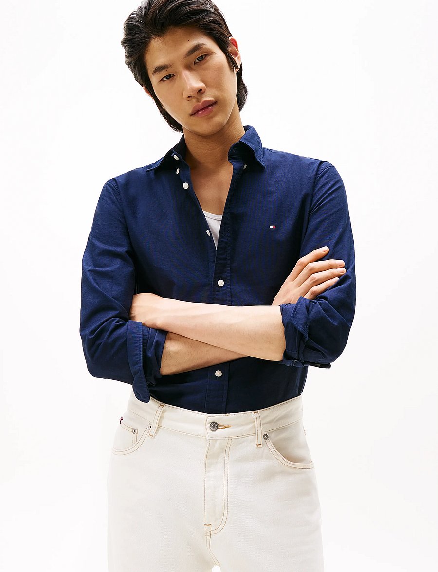 Tommy Hilfiger - SOLID HERITAGE OXFORD RF SHIRT - oxford-kauluspaidat - carbon navy carbon navy solid - 0