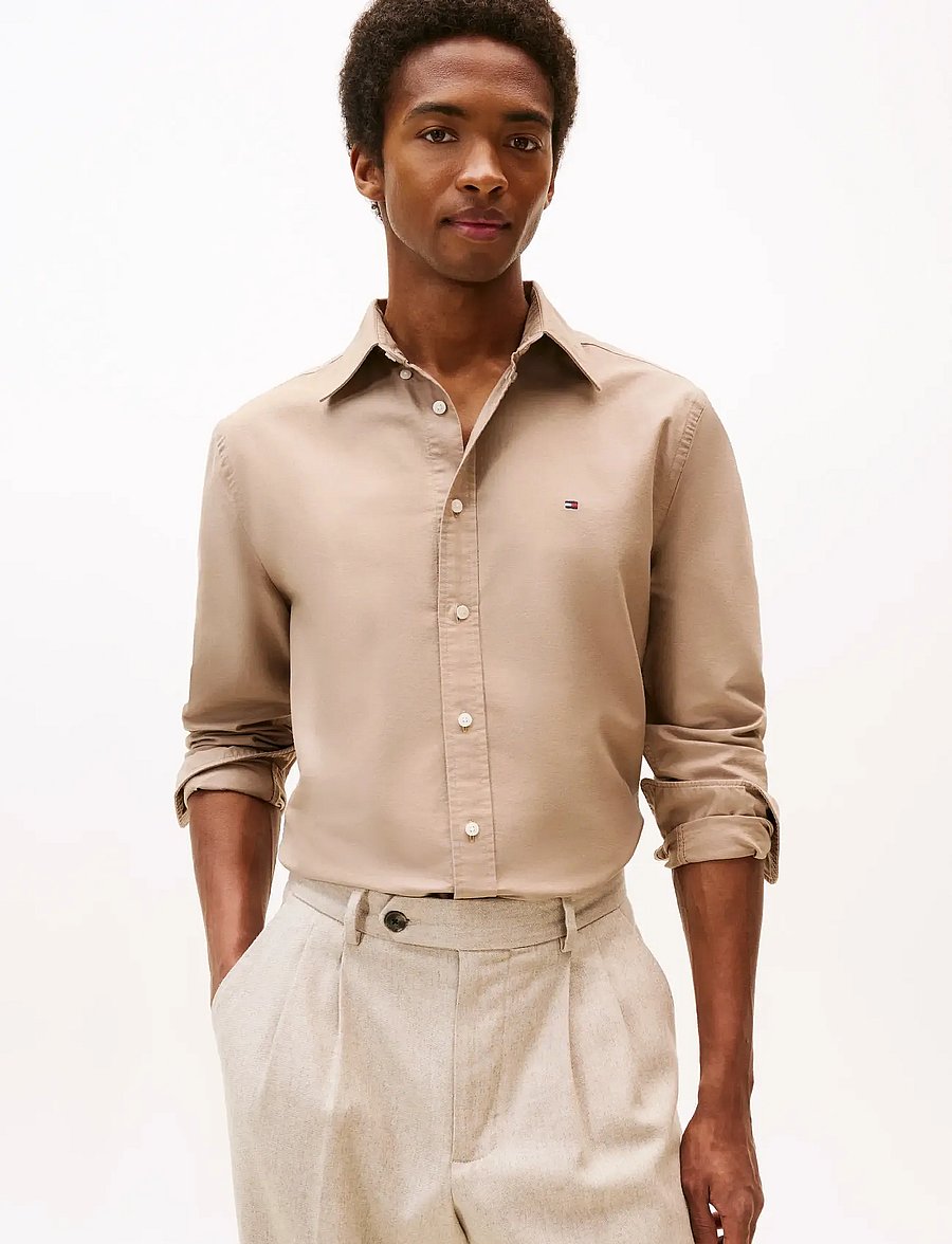 Tommy Hilfiger - SOLID HERITAGE OXFORD RF SHIRT - oxford-hemden - coastal taupe coastal taupe solid - 0