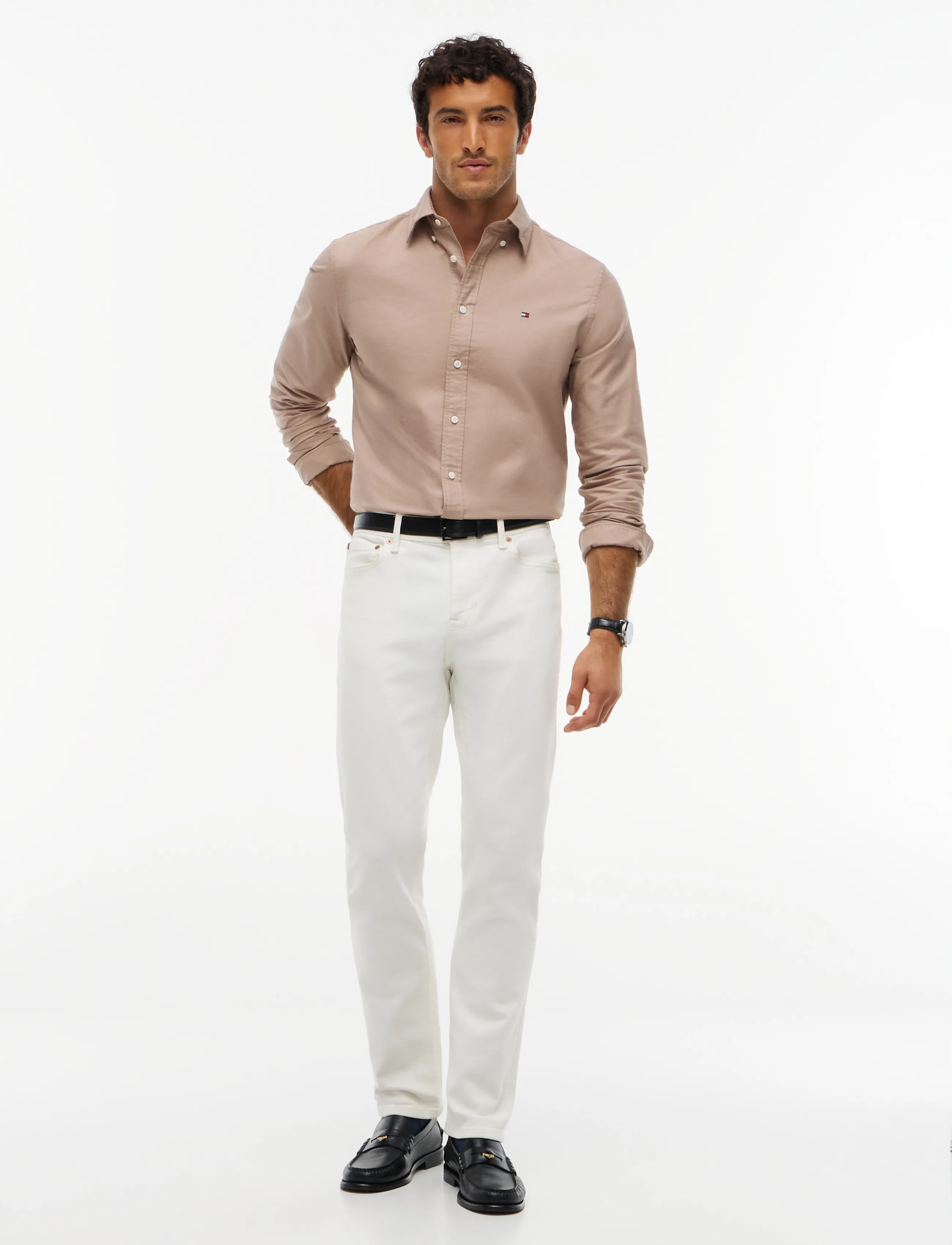 Tommy Hilfiger - SOLID HERITAGE OXFORD RF SHIRT - oxford-hemden - coastal taupe   coastal taupe solid - 4