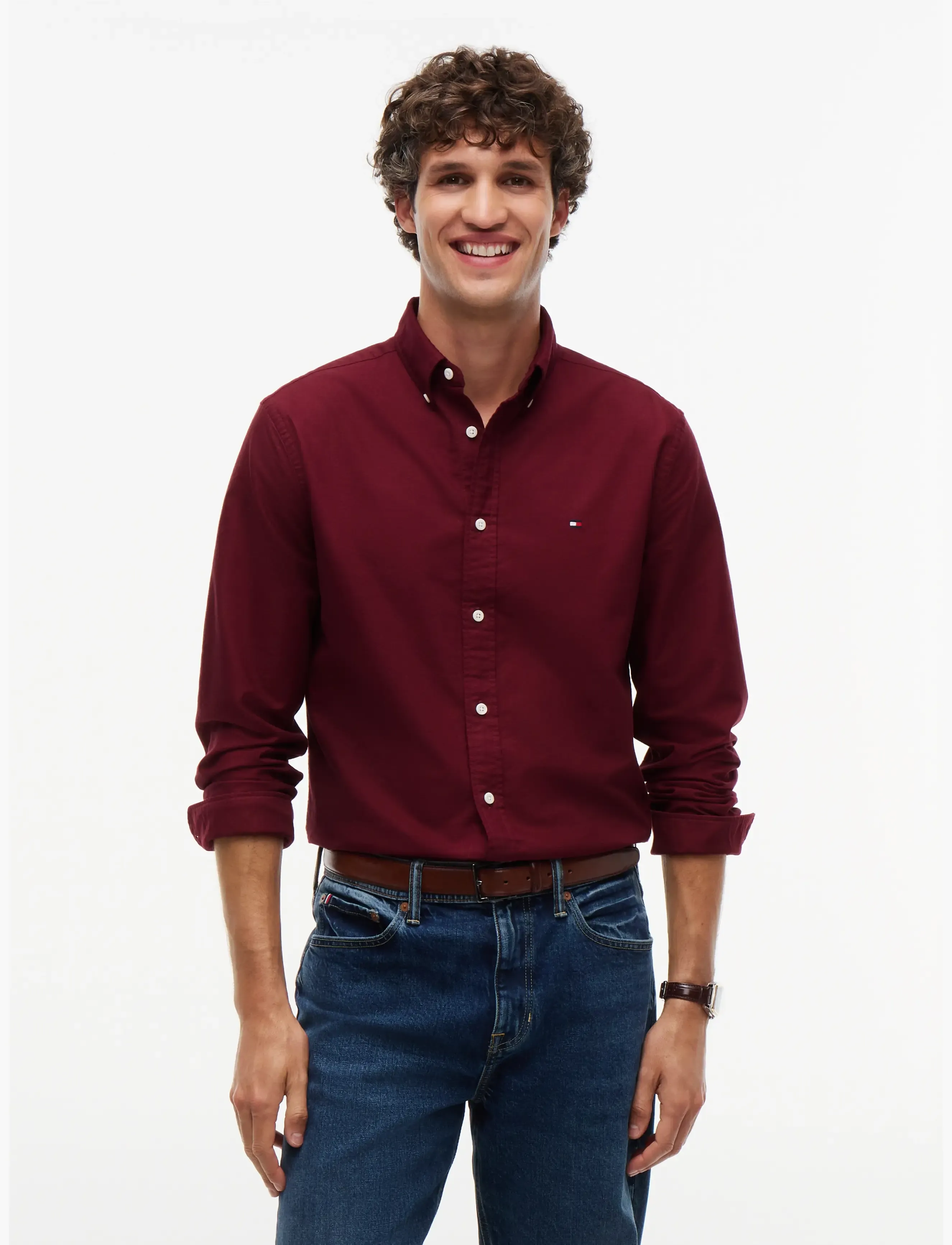 Tommy Hilfiger SOLID HERITAGE OXFORD RF SHIRT - Tommy Hilfiger - BURGUNDY   BURGUNDY SOLID / burgundy