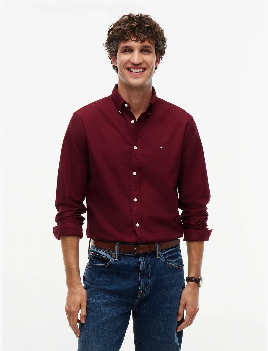 Tommy Hilfiger - SOLID HERITAGE OXFORD RF SHIRT - oxford-skjortor - burgundy burgundy solid - 0